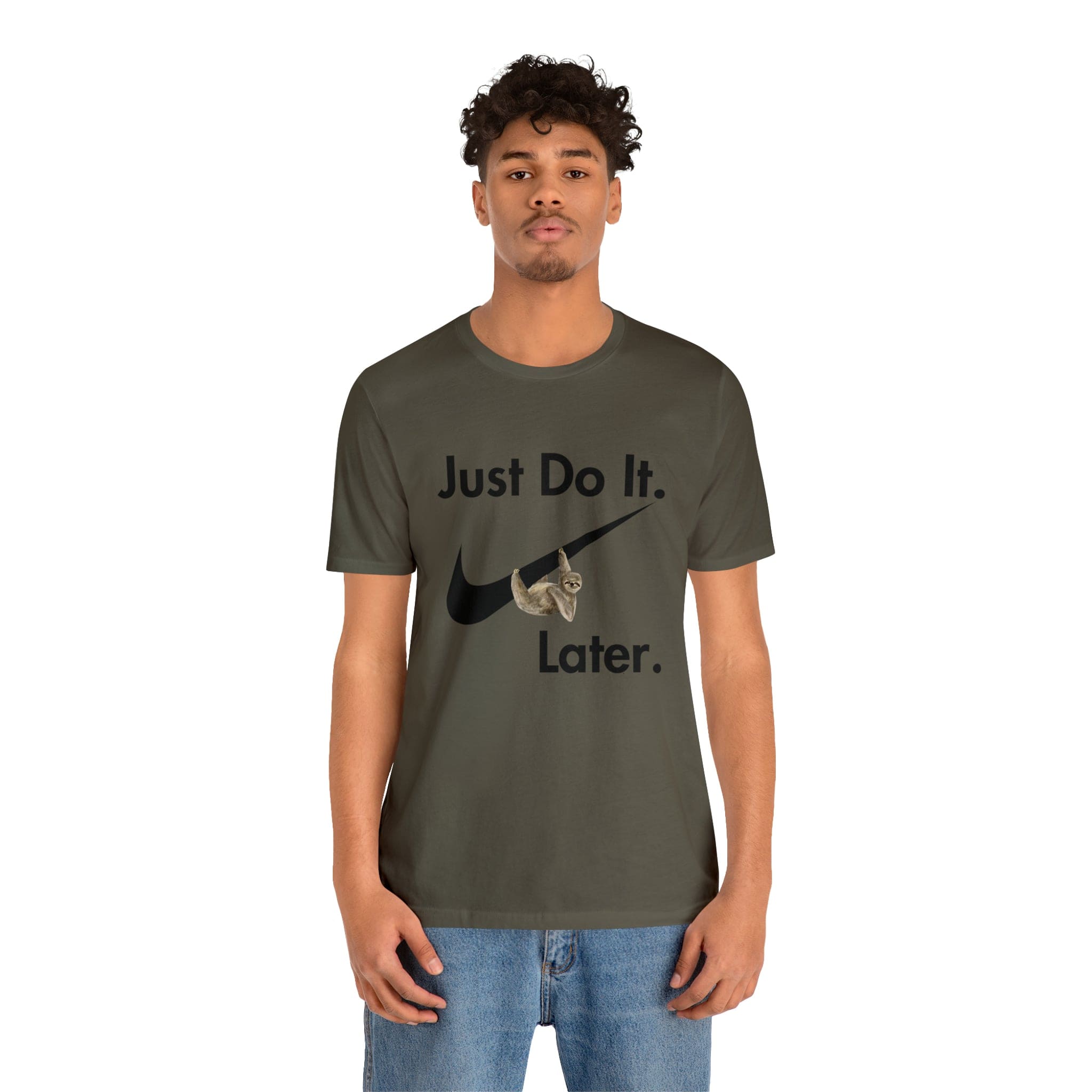 Printify T-Shirt Just Do It later Sloth - Jersey Short Sleeve Tee
