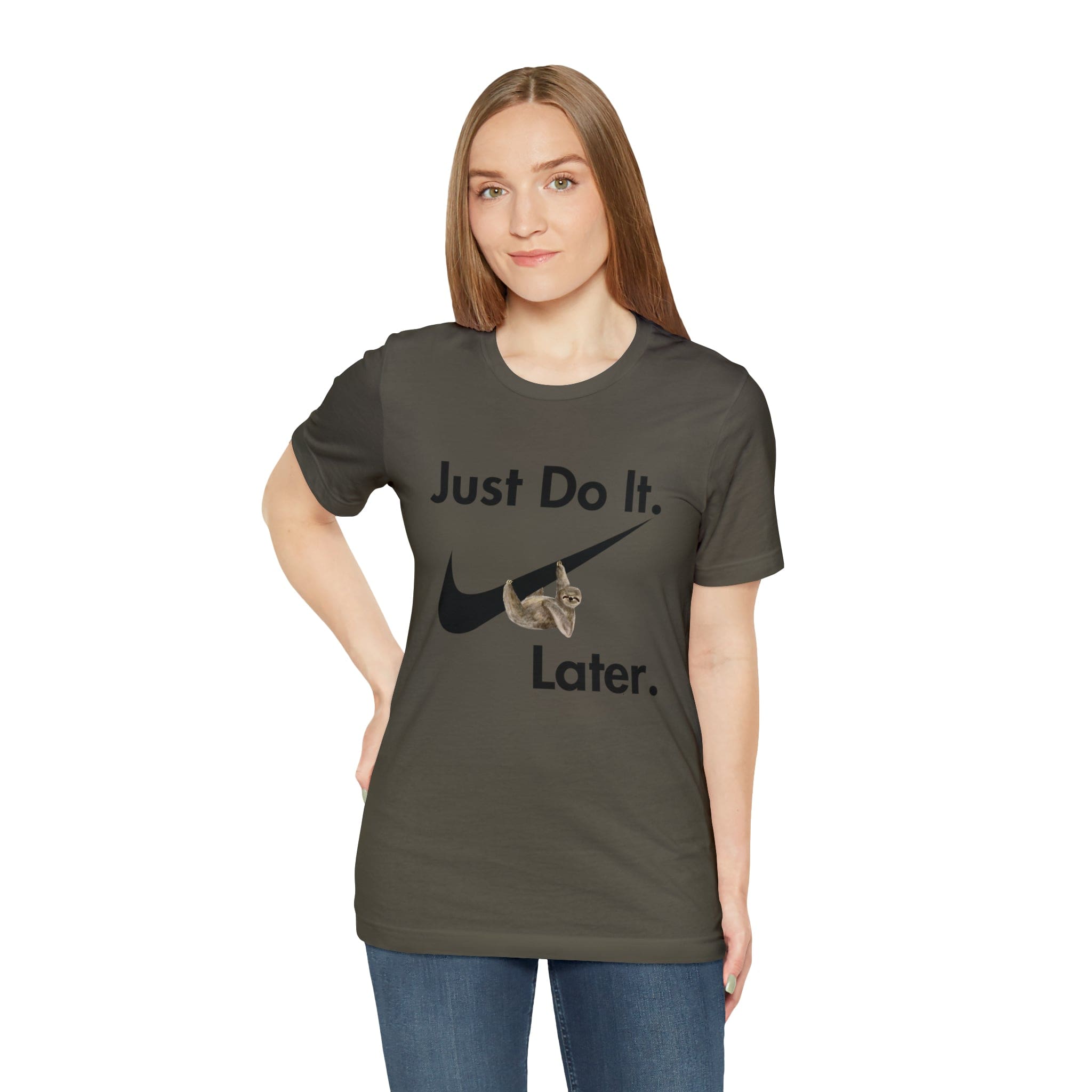 Printify T-Shirt Just Do It later Sloth - Jersey Short Sleeve Tee