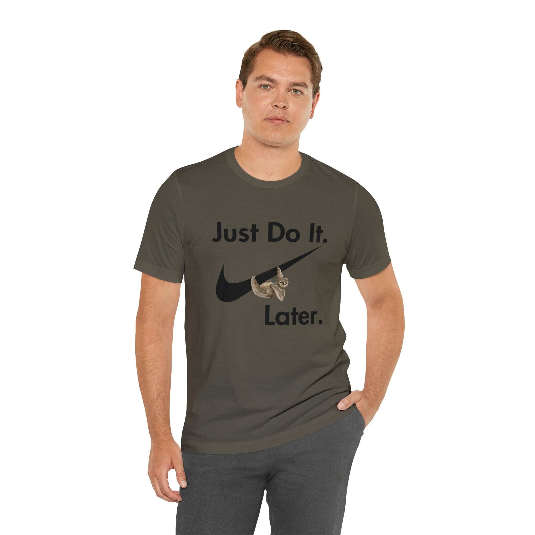 Printify T-Shirt Just Do It later Sloth - Jersey Short Sleeve Tee