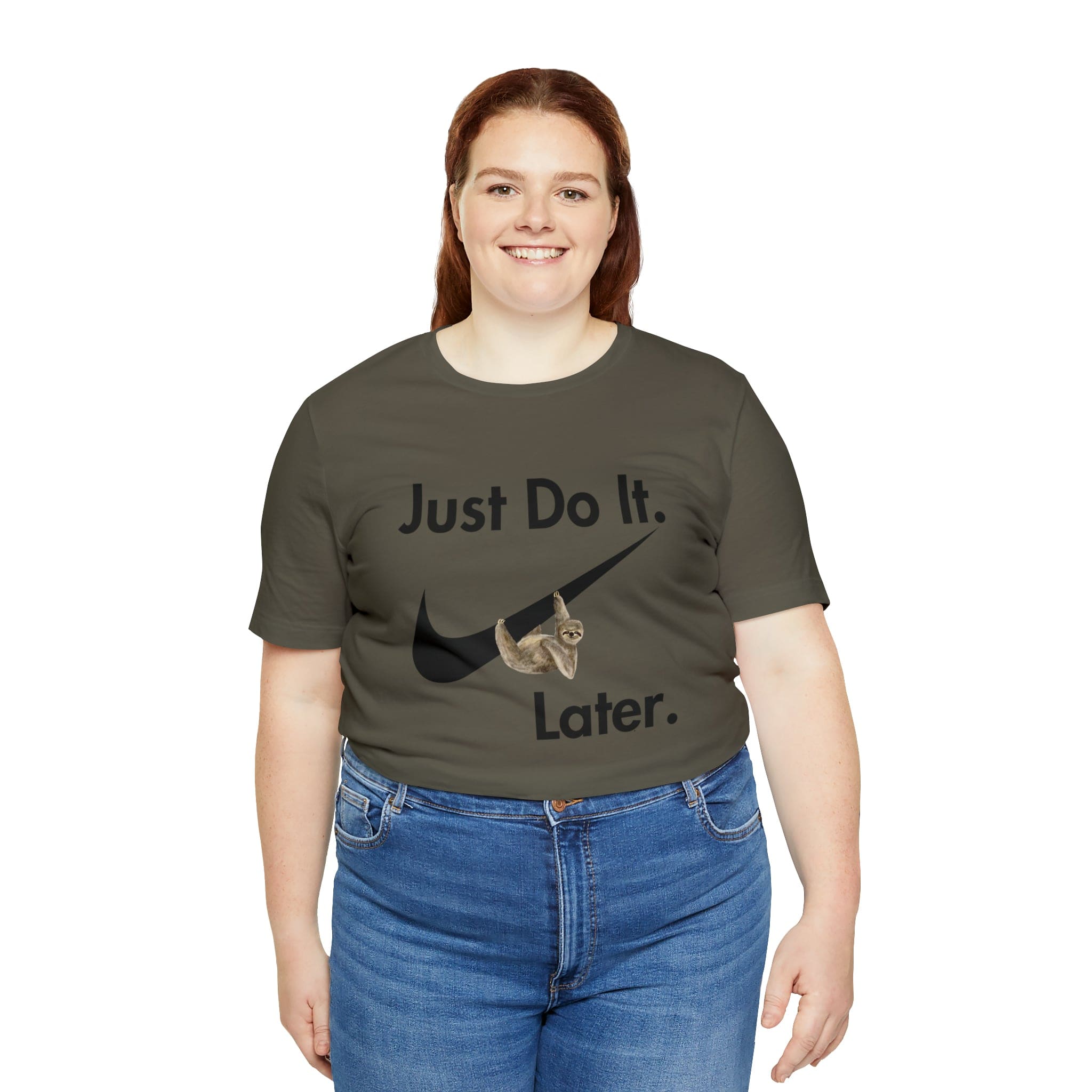 Printify T-Shirt Just Do It later Sloth - Jersey Short Sleeve Tee