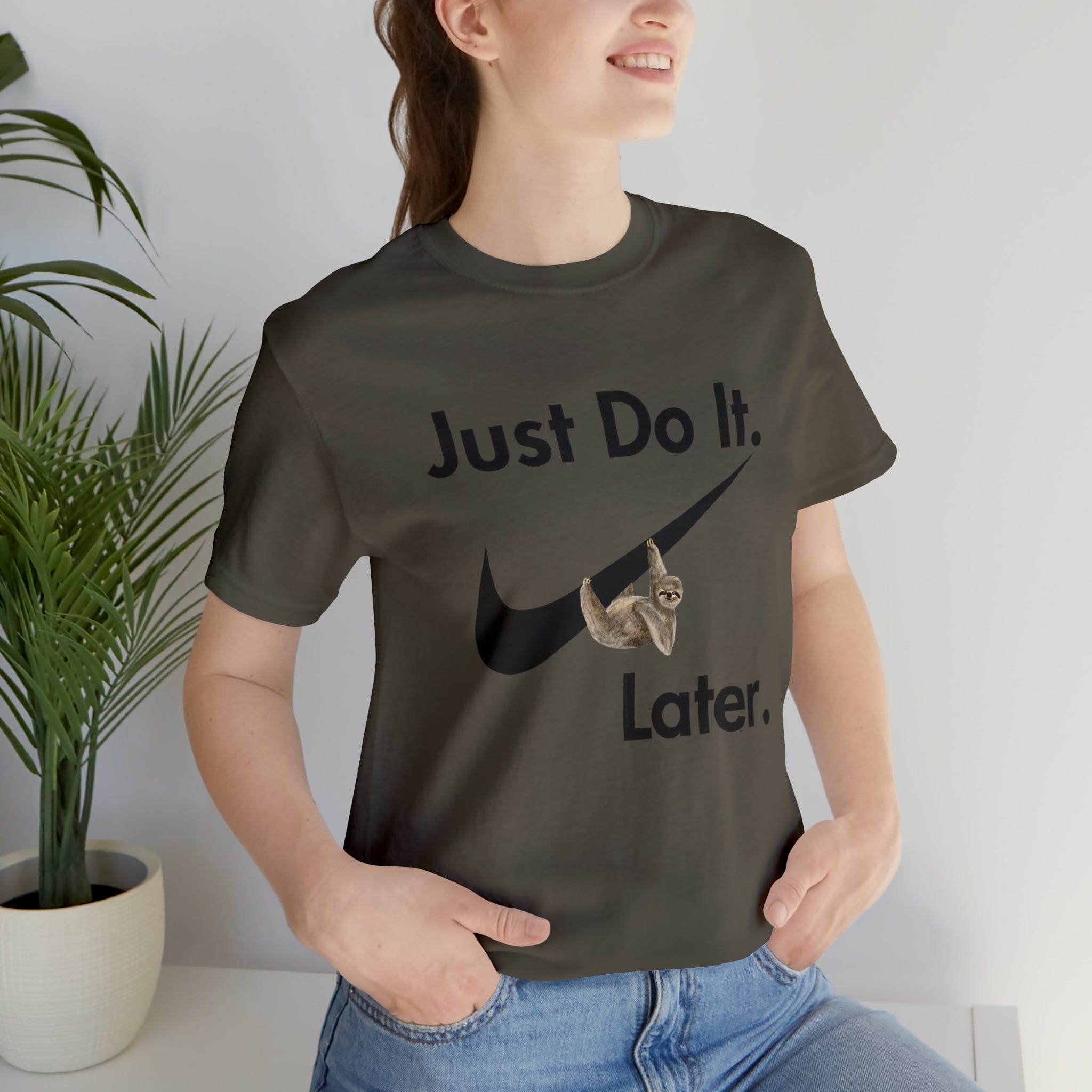 Printify T-Shirt Just Do It later Sloth - Jersey Short Sleeve Tee