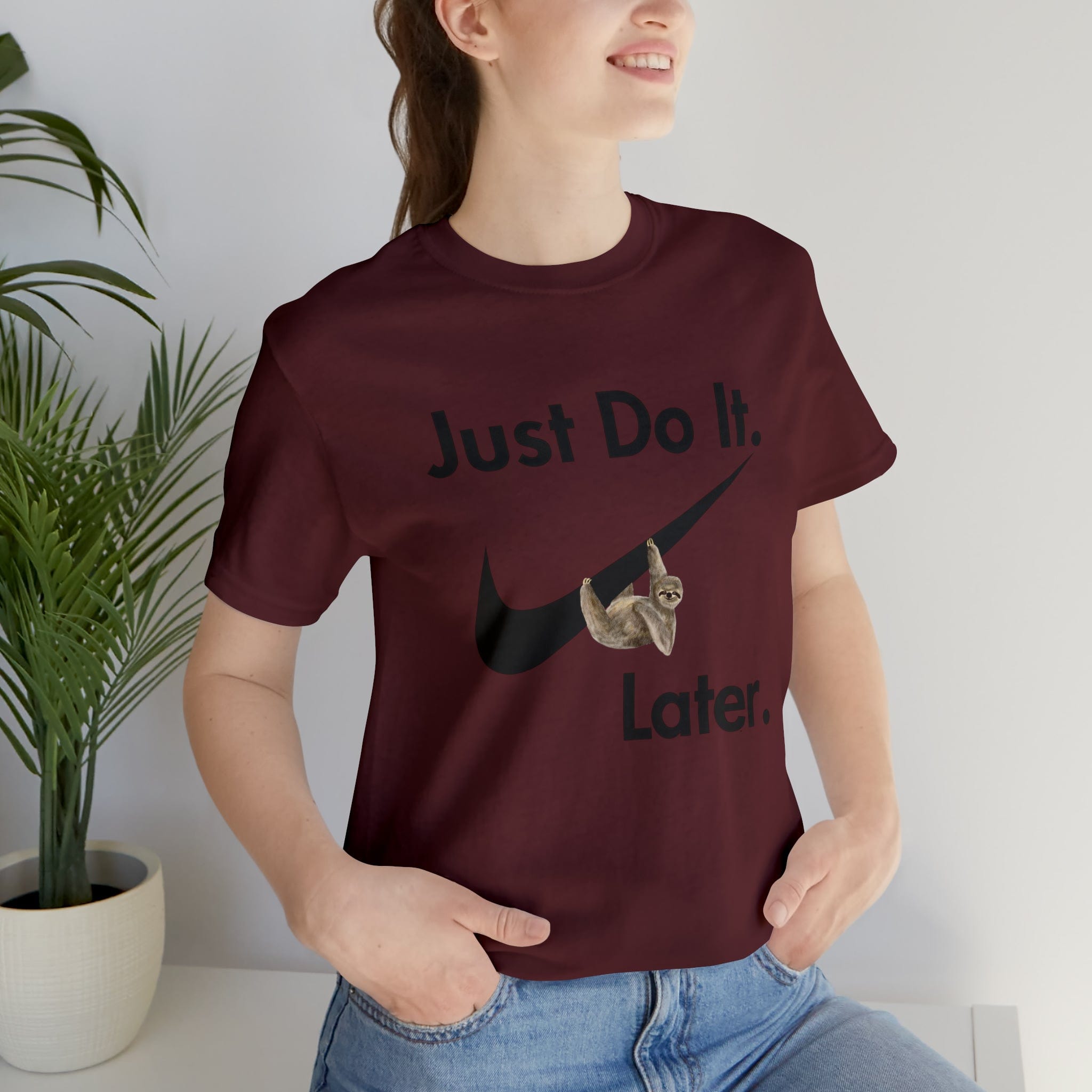 Printify T-Shirt Just Do It later Sloth - Jersey Short Sleeve Tee