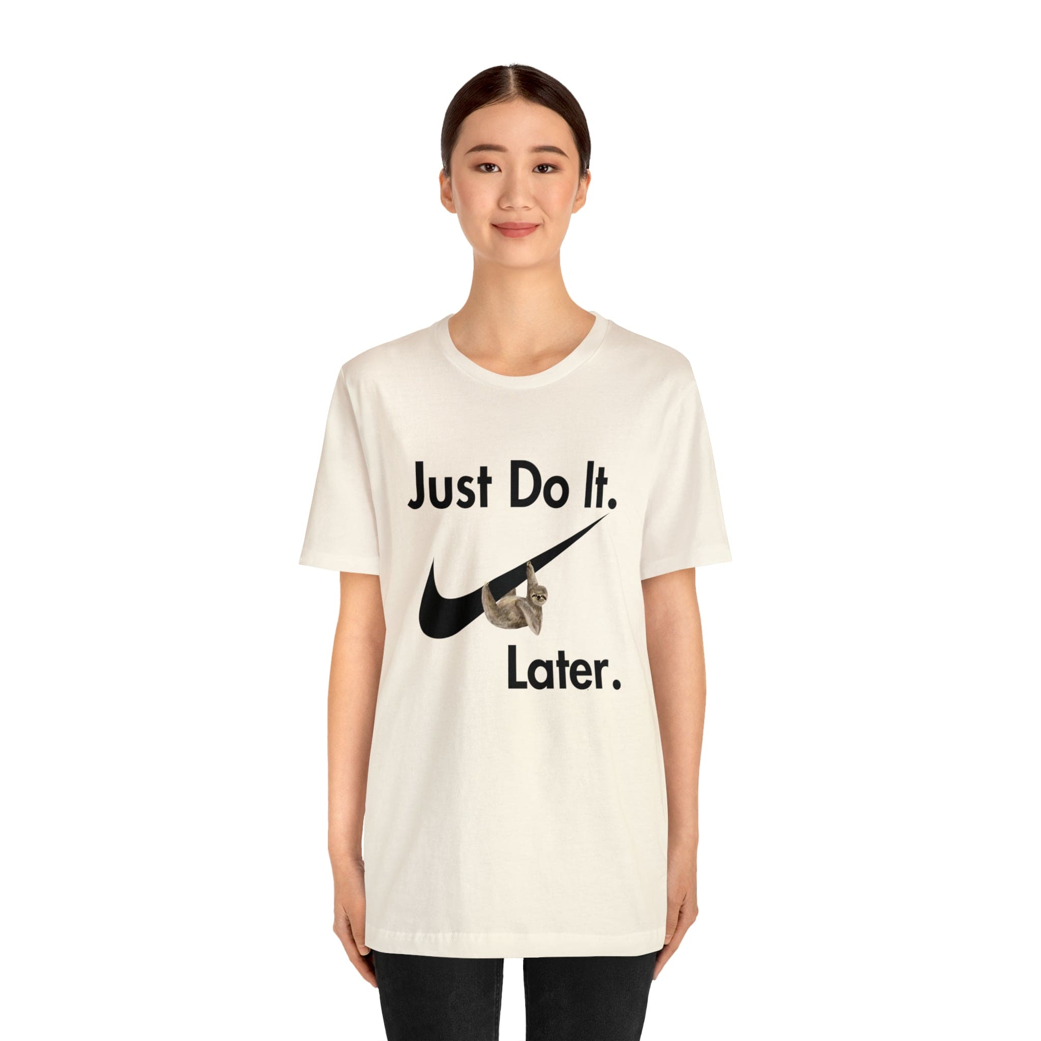 Printify T-Shirt Just Do It later Sloth - Jersey Short Sleeve Tee