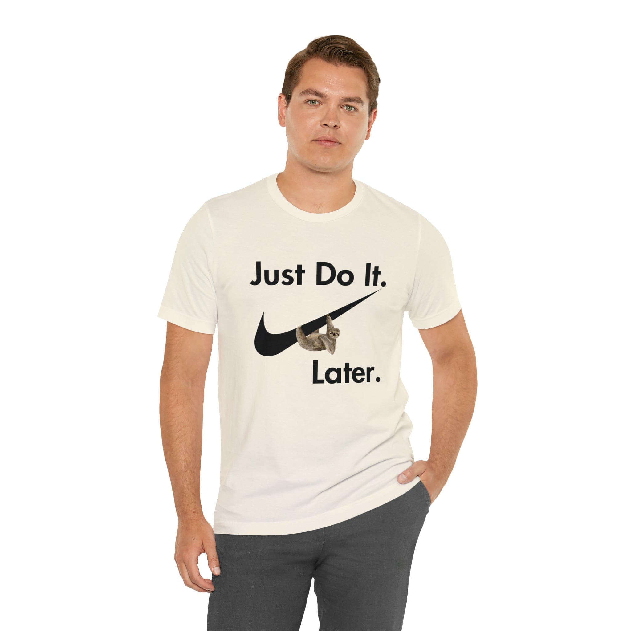 Printify T-Shirt Just Do It later Sloth - Jersey Short Sleeve Tee
