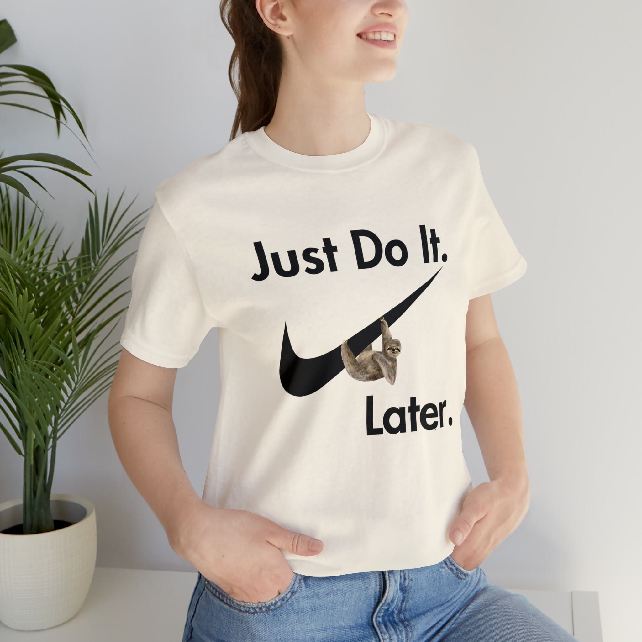Printify T-Shirt Just Do It later Sloth - Jersey Short Sleeve Tee
