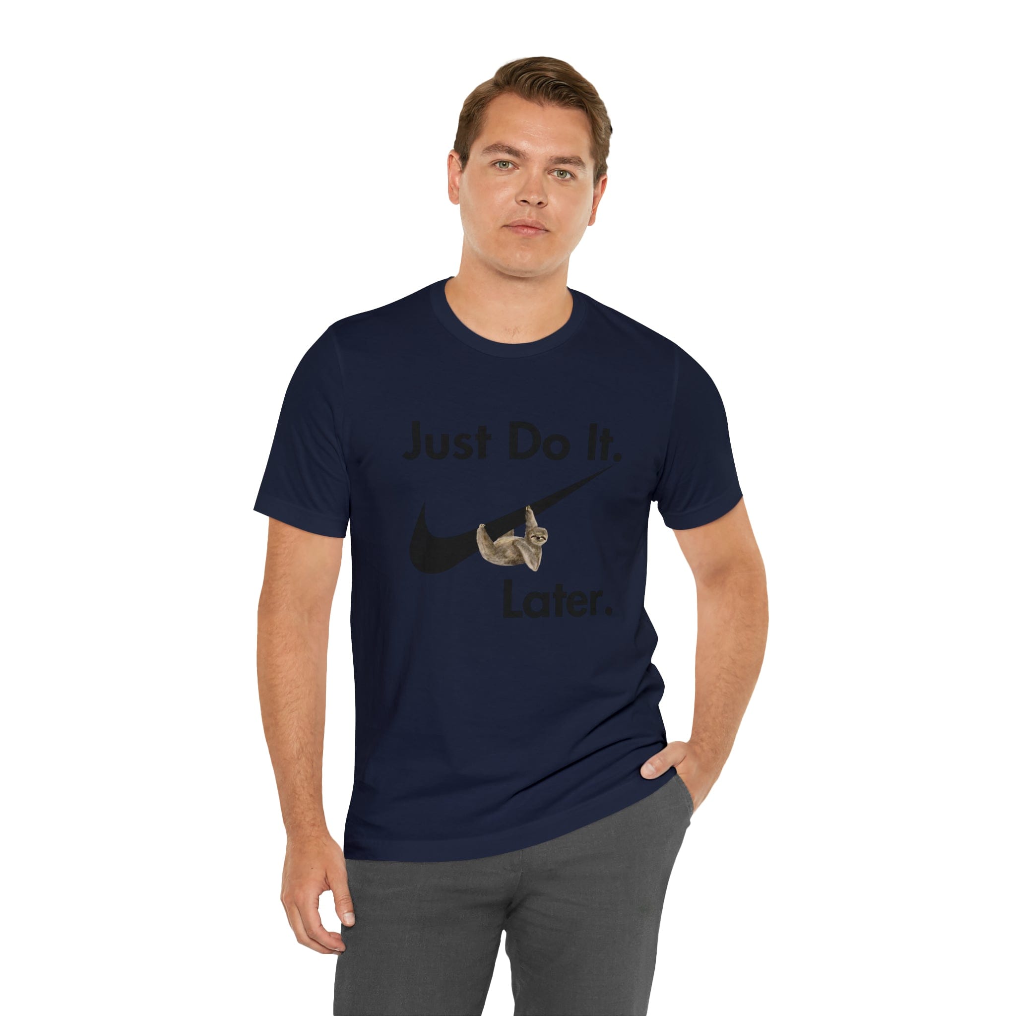 Printify T-Shirt Just Do It later Sloth - Jersey Short Sleeve Tee