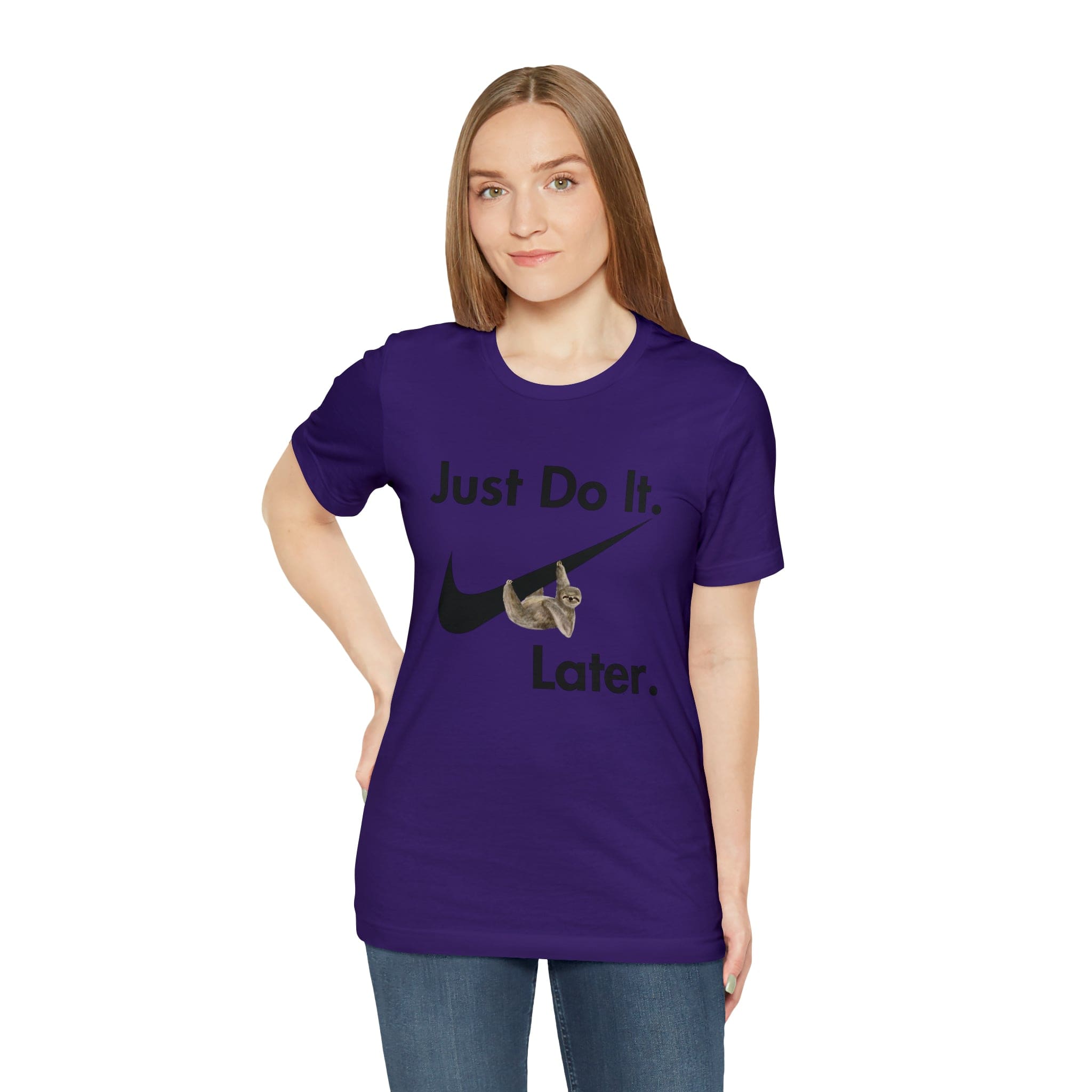 Printify T-Shirt Just Do It later Sloth - Jersey Short Sleeve Tee