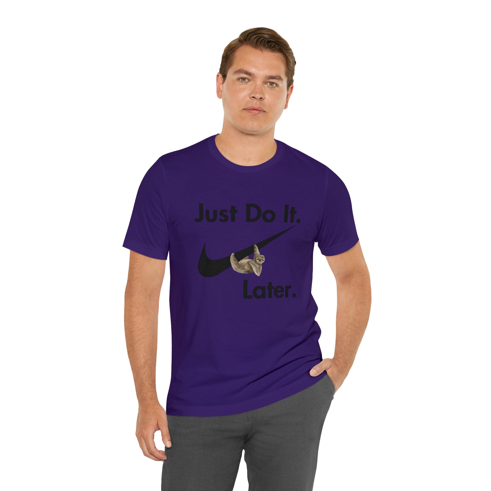 Printify T-Shirt Just Do It later Sloth - Jersey Short Sleeve Tee