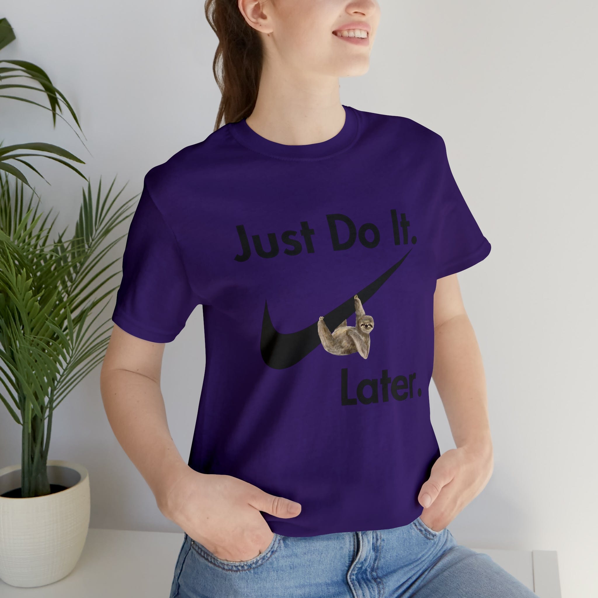 Printify T-Shirt Just Do It later Sloth - Jersey Short Sleeve Tee
