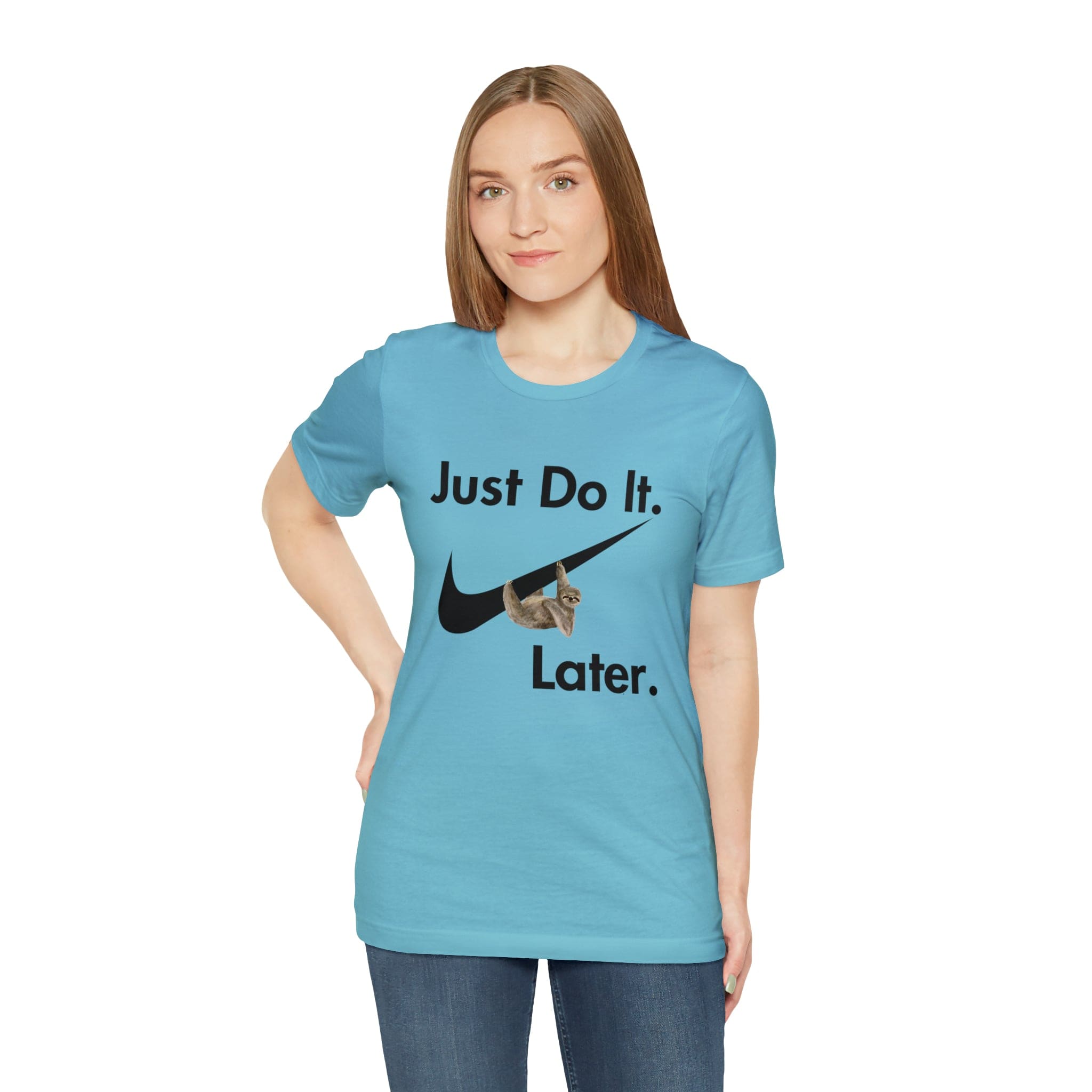 Printify T-Shirt Just Do It later Sloth - Jersey Short Sleeve Tee
