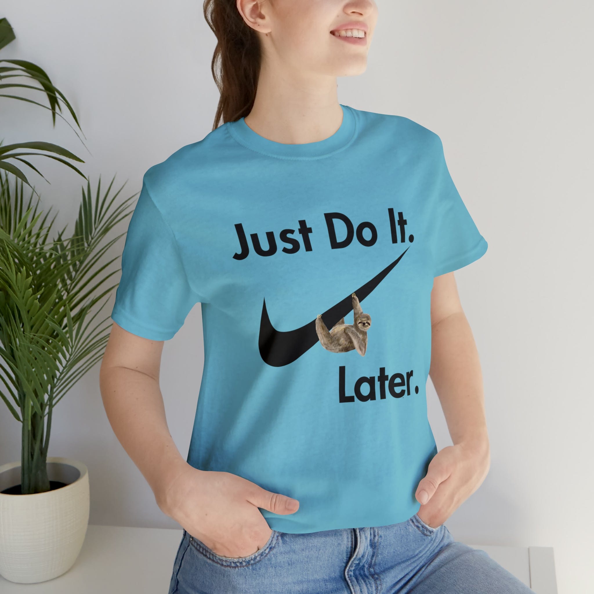Printify T-Shirt Just Do It later Sloth - Jersey Short Sleeve Tee