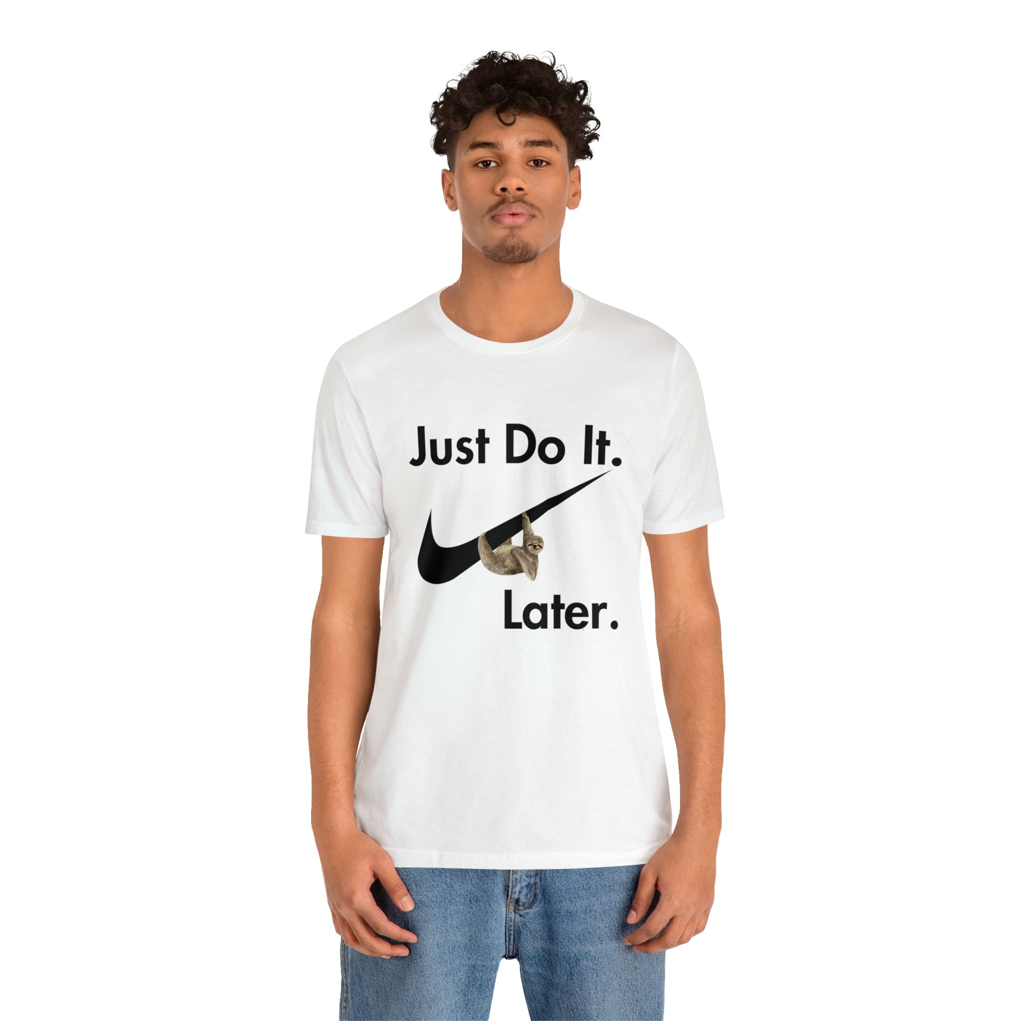 Printify T-Shirt Just Do It later Sloth - Jersey Short Sleeve Tee