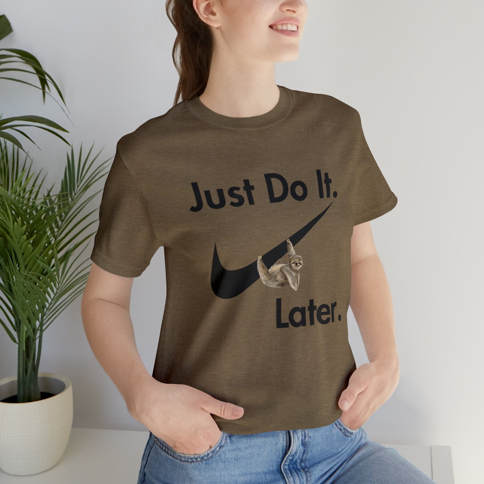 Printify T-Shirt Just Do It later Sloth - Jersey Short Sleeve Tee