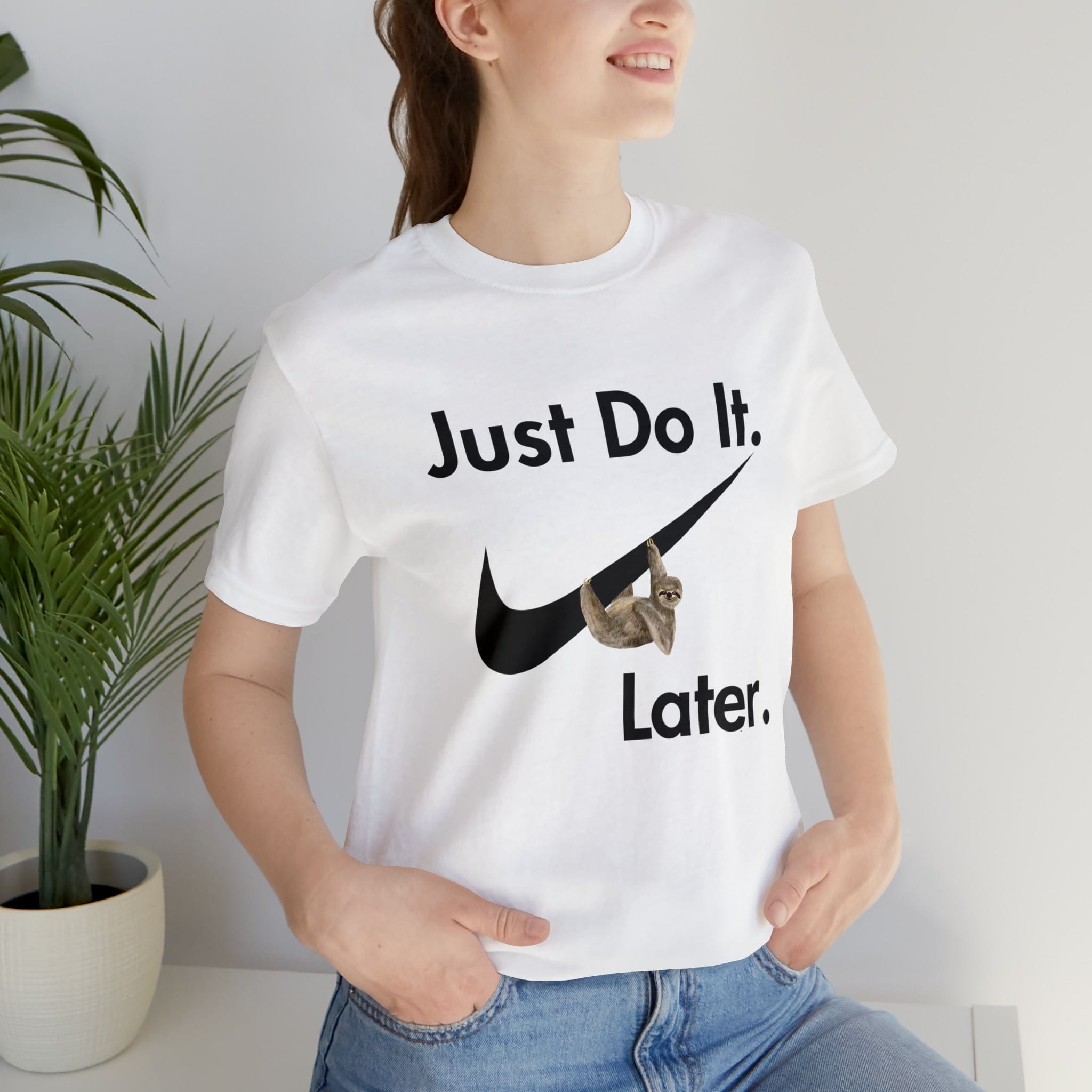 Printify T-Shirt Just Do It later Sloth - Jersey Short Sleeve Tee