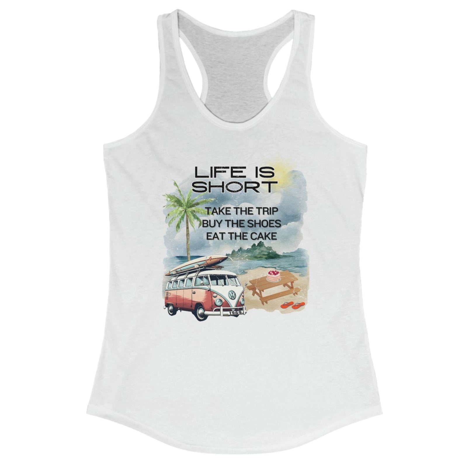Printify Tank Top XS / Solid White Women's Ideal Racerback Tank