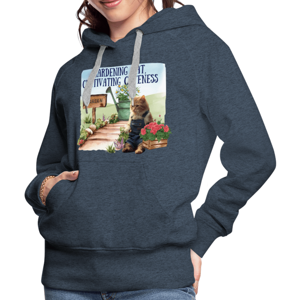 SPOD Women’s Premium Hoodie | Spreadshirt 444 Gardening Cat, Cultivating Cuteness - Women’s Premium Hoodie