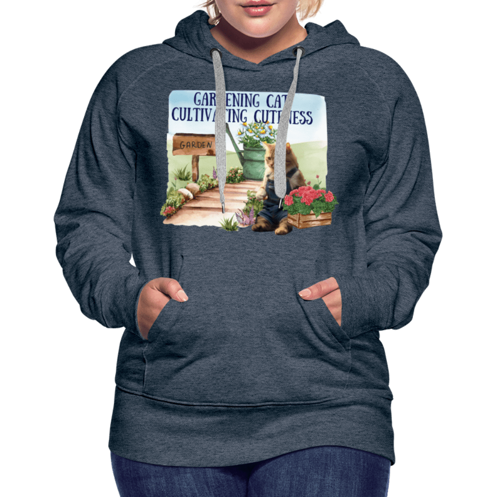SPOD Women’s Premium Hoodie | Spreadshirt 444 Gardening Cat, Cultivating Cuteness - Women’s Premium Hoodie