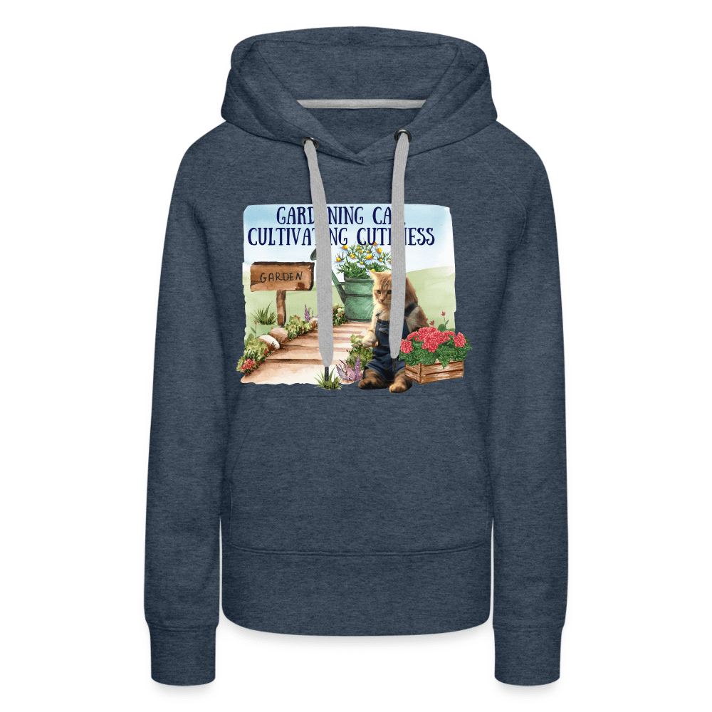SPOD Women’s Premium Hoodie | Spreadshirt 444 heather denim / S Gardening Cat, Cultivating Cuteness - Women’s Premium Hoodie
