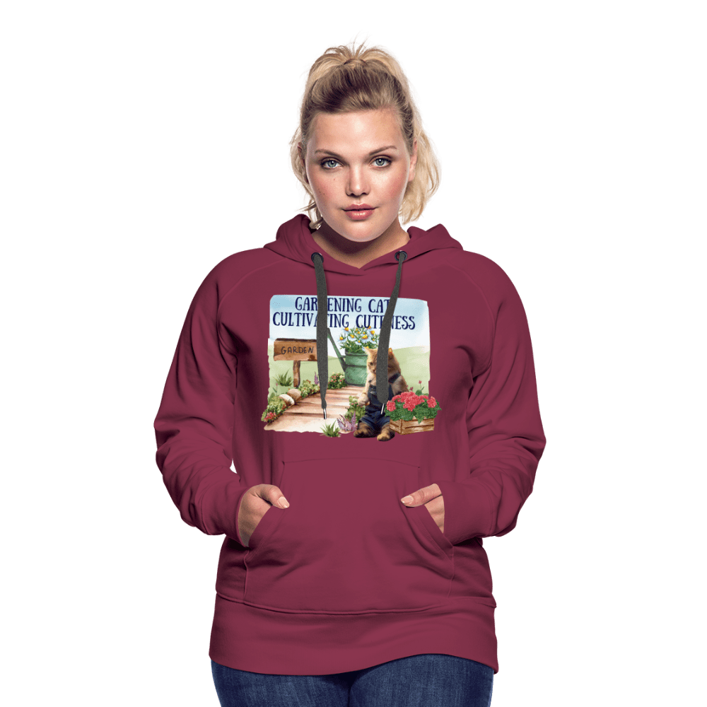 SPOD Women’s Premium Hoodie | Spreadshirt 444 Gardening Cat, Cultivating Cuteness - Women’s Premium Hoodie