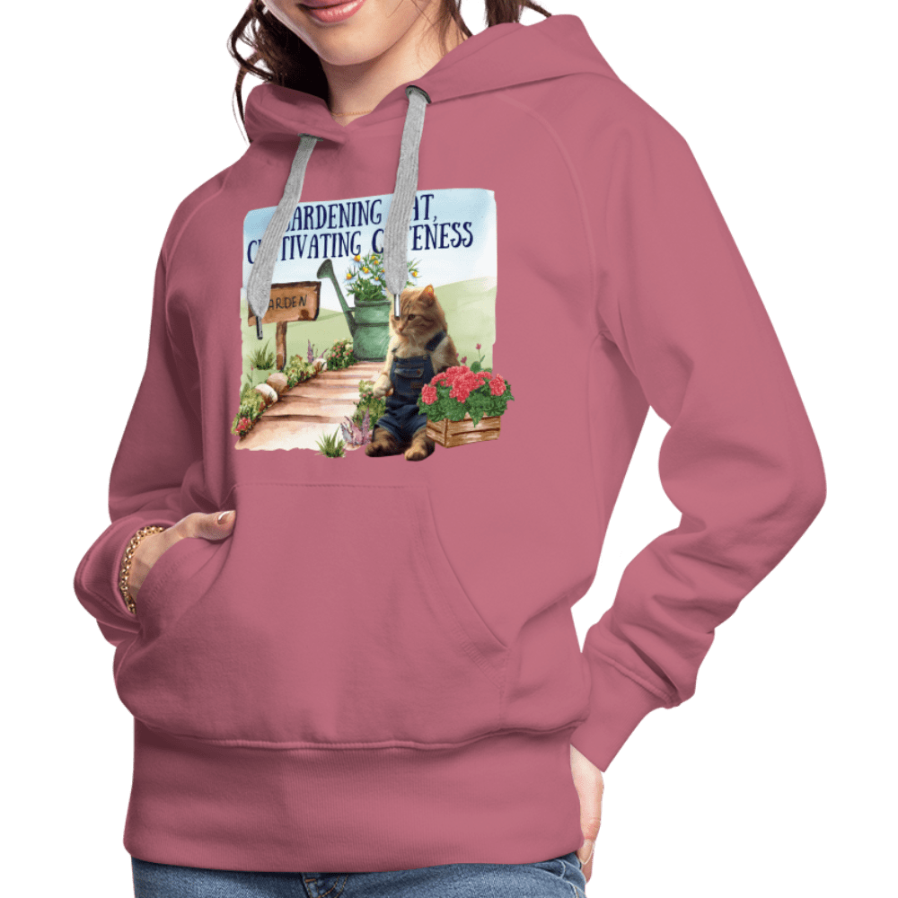 SPOD Women’s Premium Hoodie | Spreadshirt 444 Gardening Cat, Cultivating Cuteness - Women’s Premium Hoodie