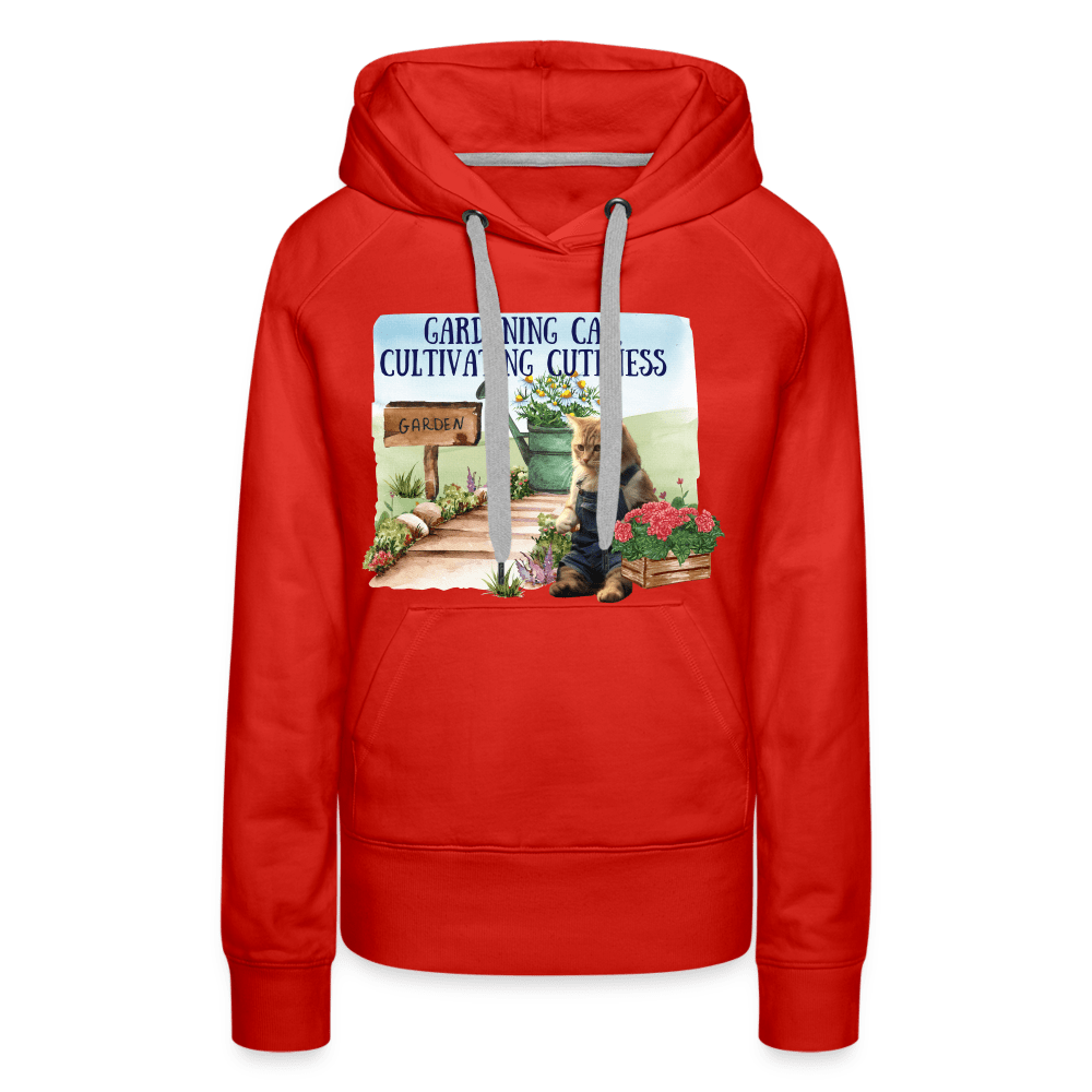 SPOD Women’s Premium Hoodie | Spreadshirt 444 red / S Gardening Cat, Cultivating Cuteness - Women’s Premium Hoodie