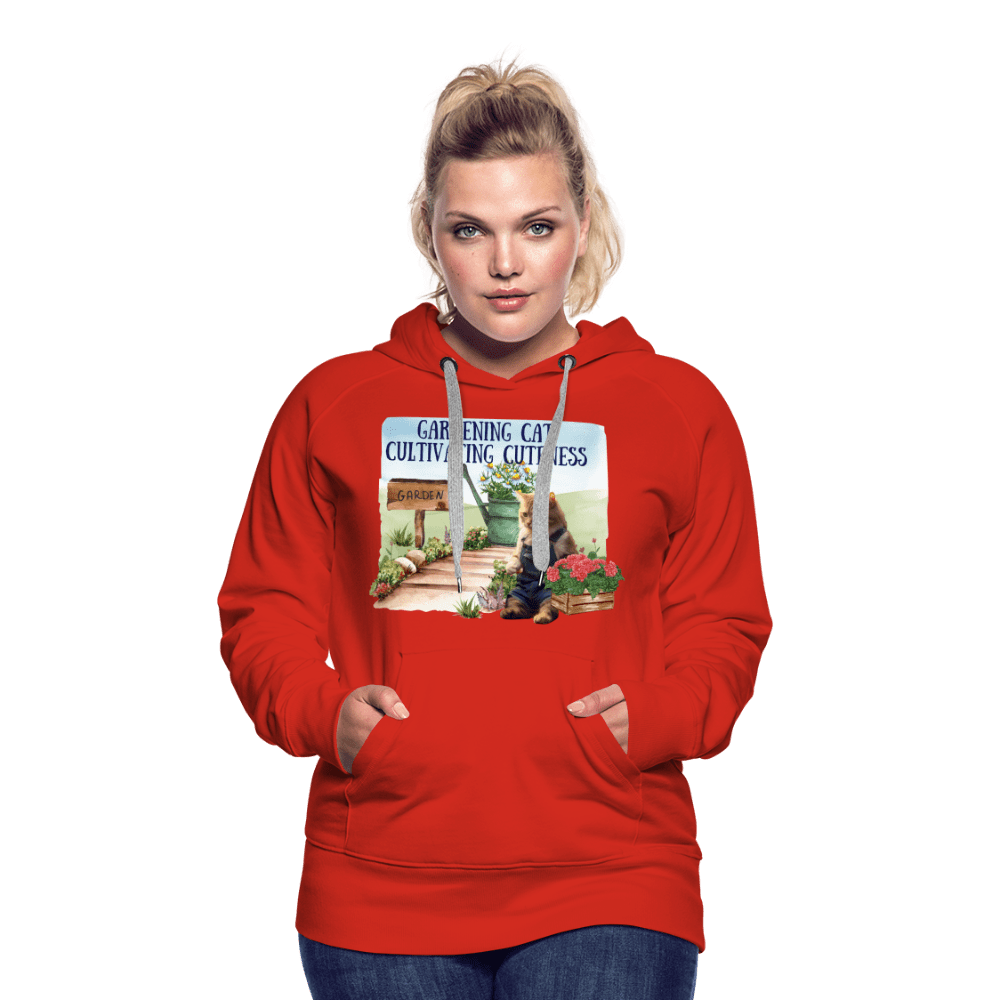 SPOD Women’s Premium Hoodie | Spreadshirt 444 Gardening Cat, Cultivating Cuteness - Women’s Premium Hoodie