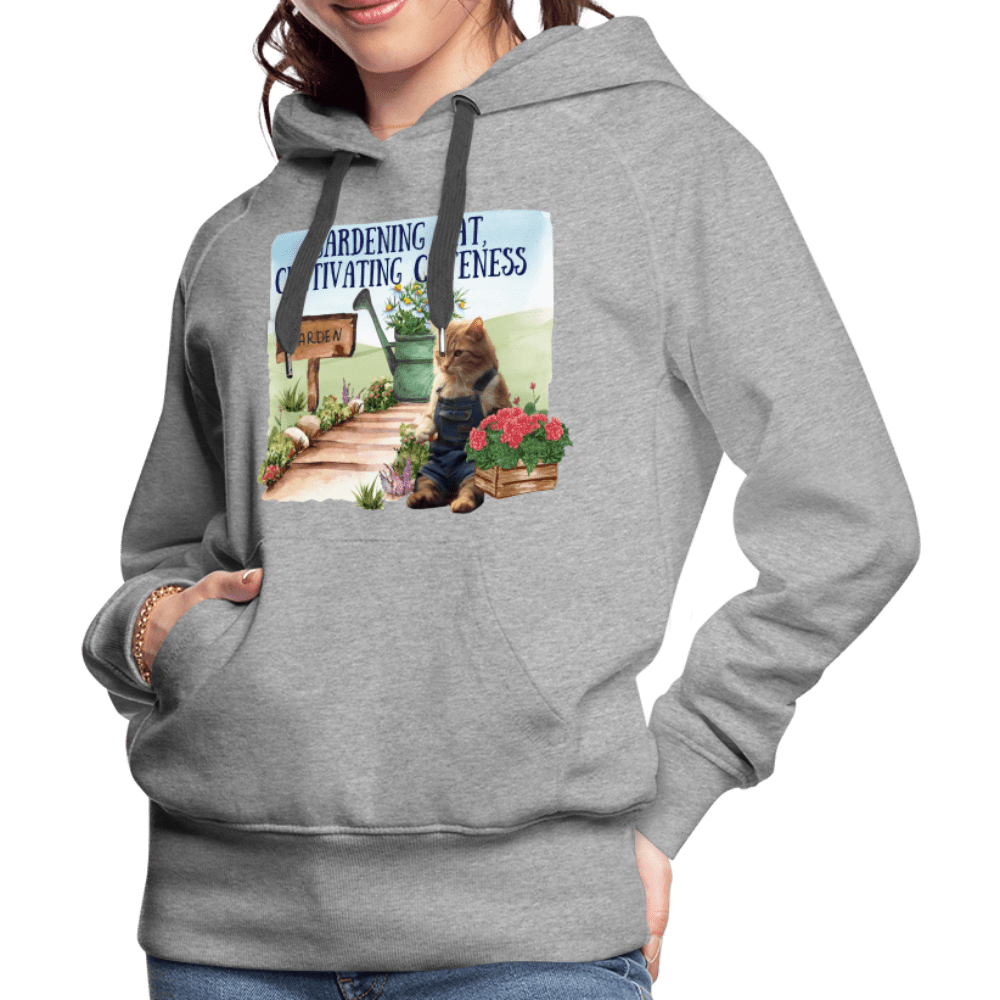 SPOD Women’s Premium Hoodie | Spreadshirt 444 Gardening Cat, Cultivating Cuteness - Women’s Premium Hoodie