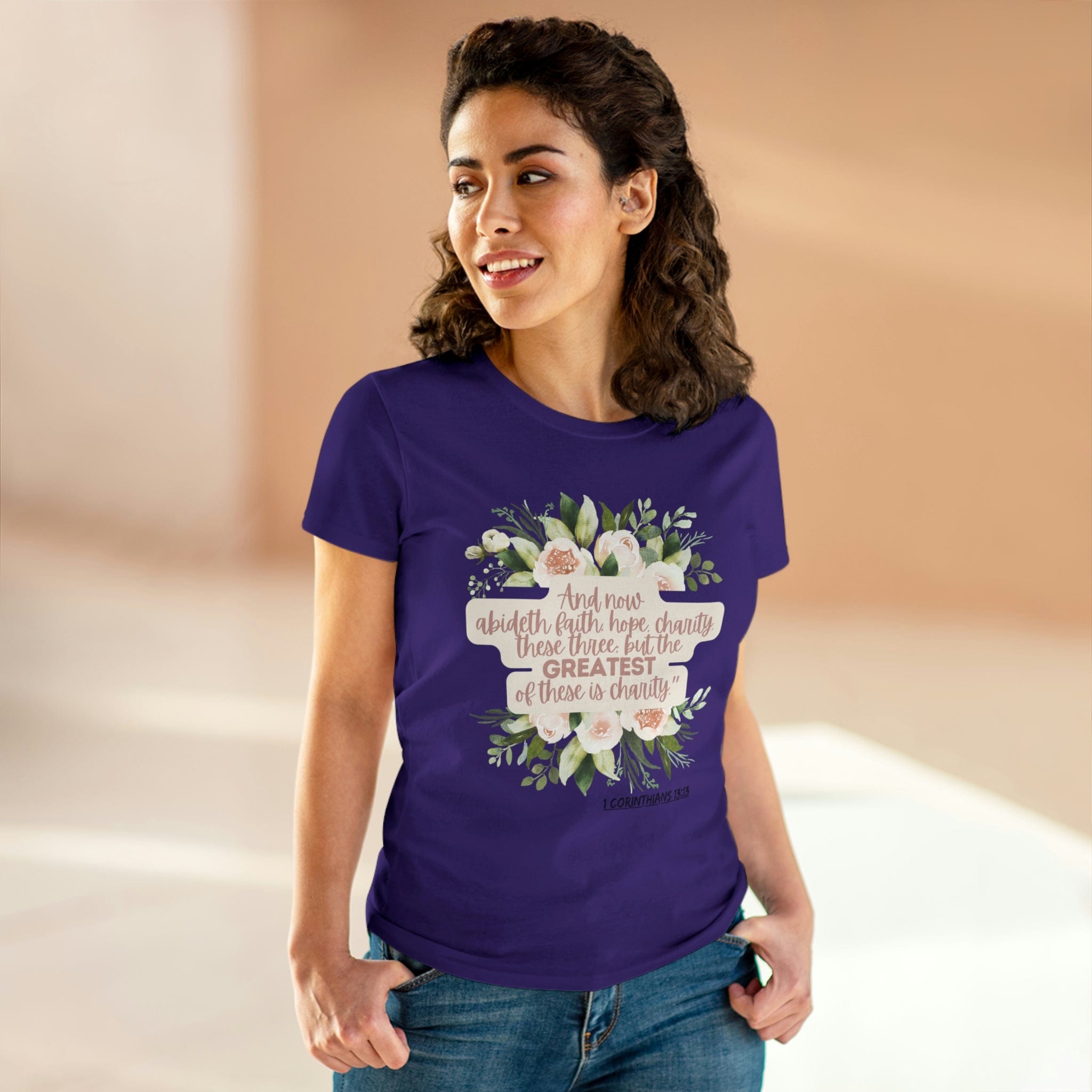 Printify T-Shirt Greatest is Love - Women's Midweight Cotton Tee