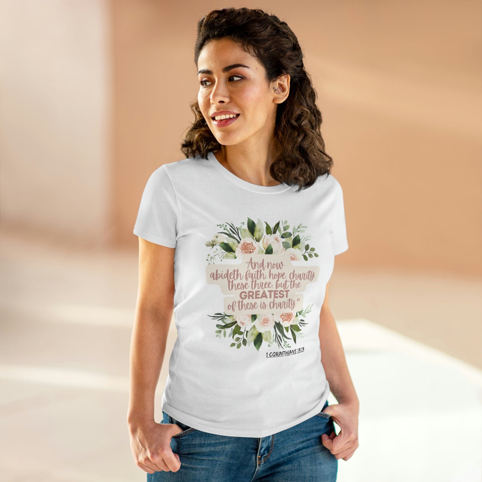 Printify T-Shirt Greatest is Love - Women's Midweight Cotton Tee