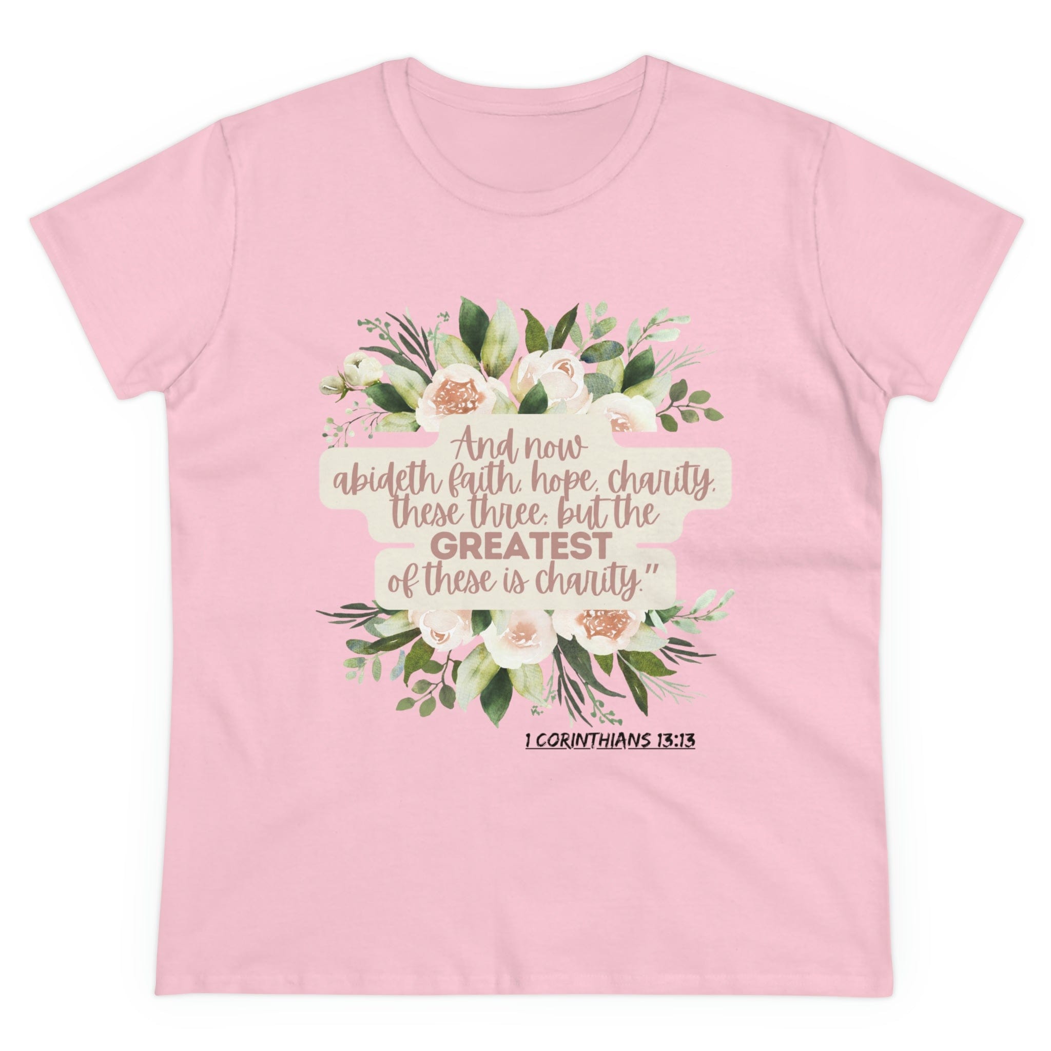 Printify T-Shirt Light Pink / S Greatest is Love - Women's Midweight Cotton Tee