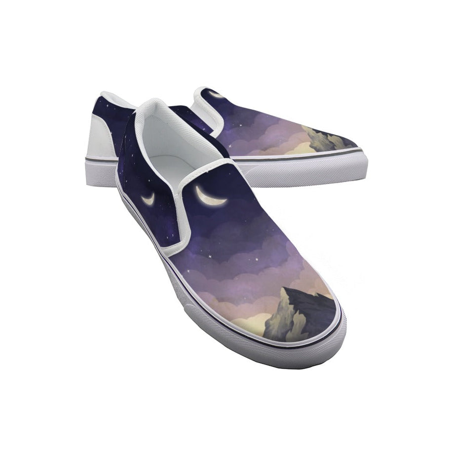 Moonlit Mountain - Women's Slip On Sneakers