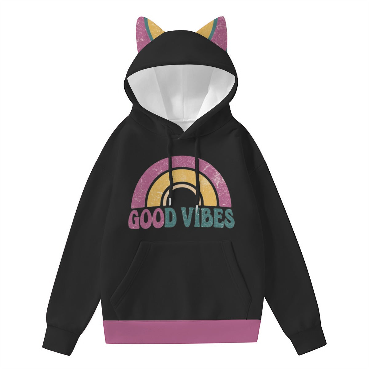 Good Vibes Magenta - Women’s Hoodie With Decorative Ears
