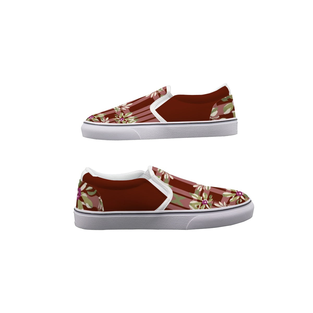 Floral Plaid - Women's Slip On Sneakers