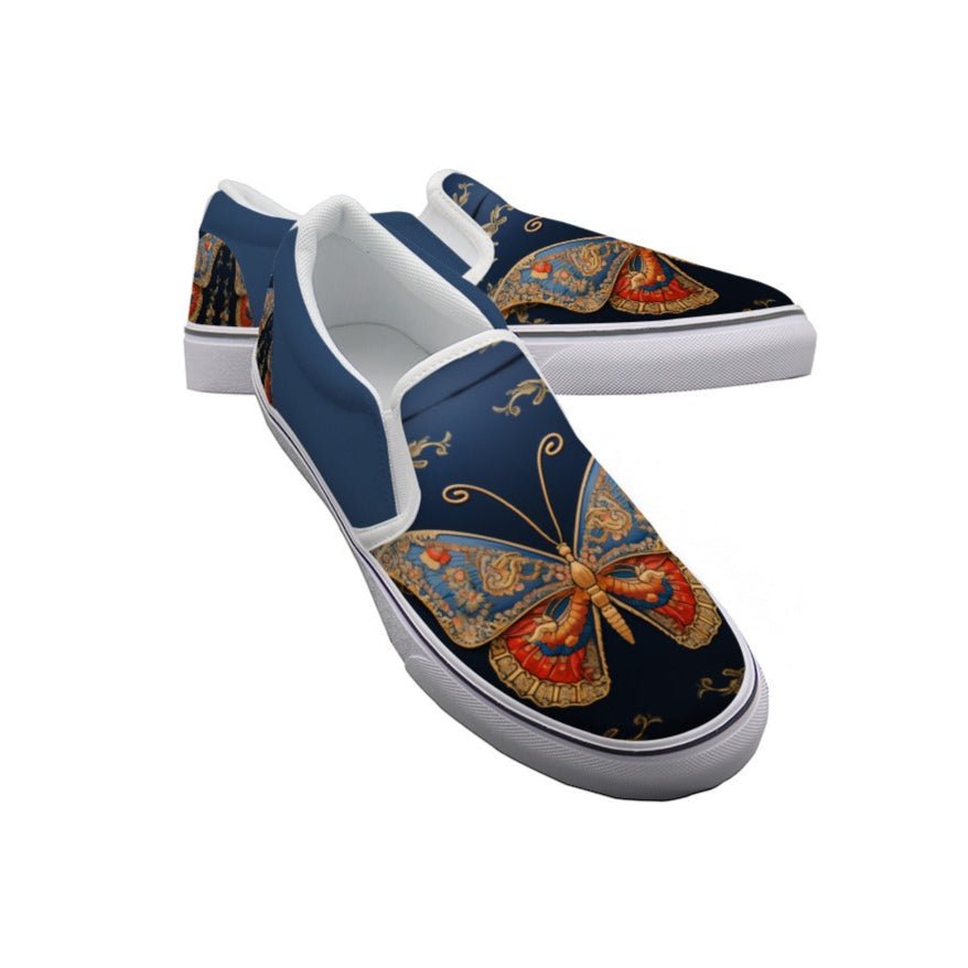 Blue Butterfly - Women's Slip On Sneakers