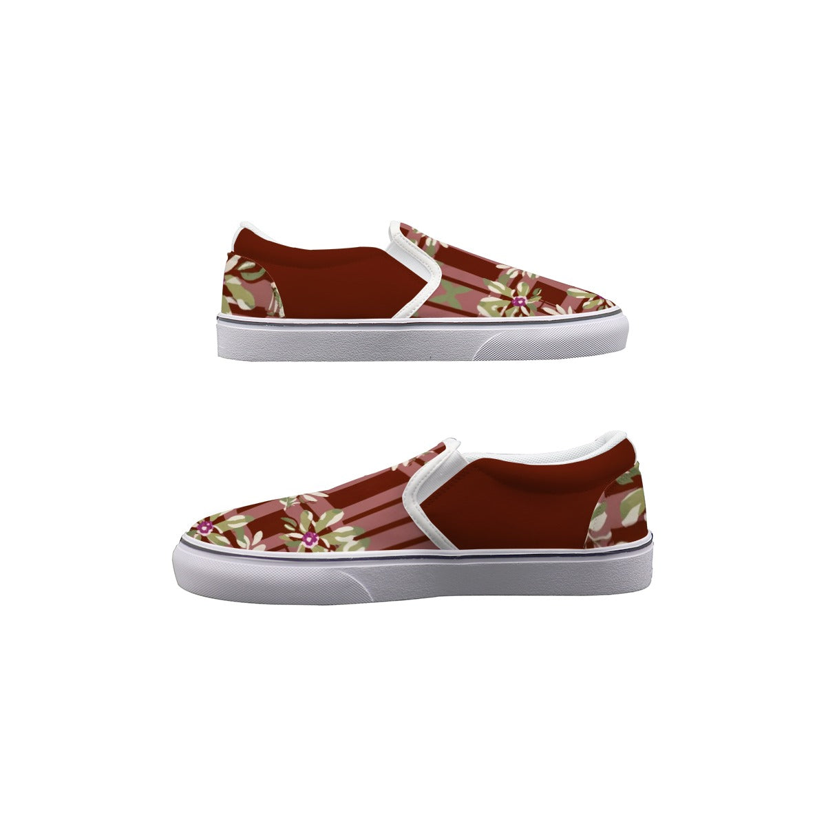 Floral Plaid - Women's Slip On Sneakers