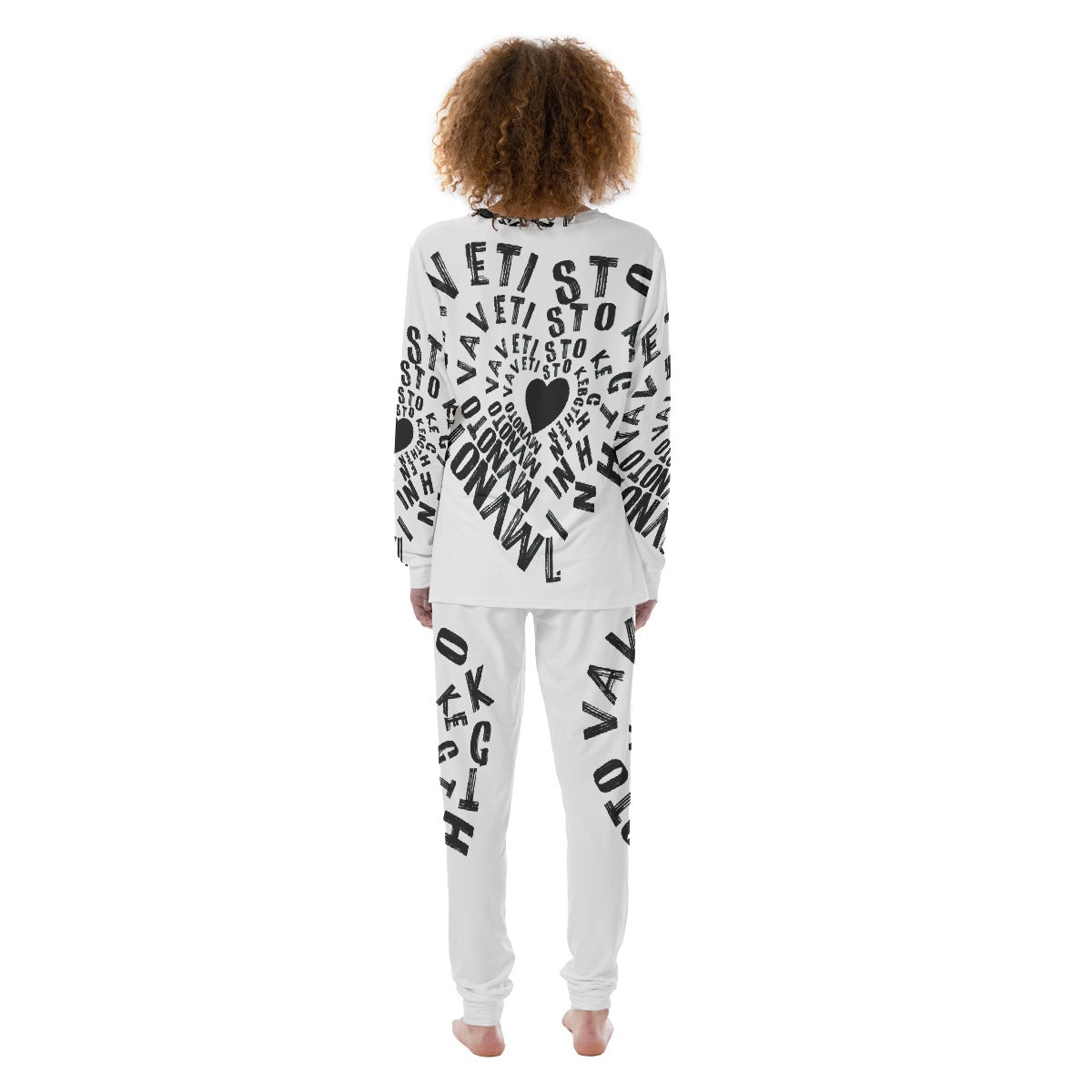 Spiral Love B&W All-Over Print Women's Pajamas