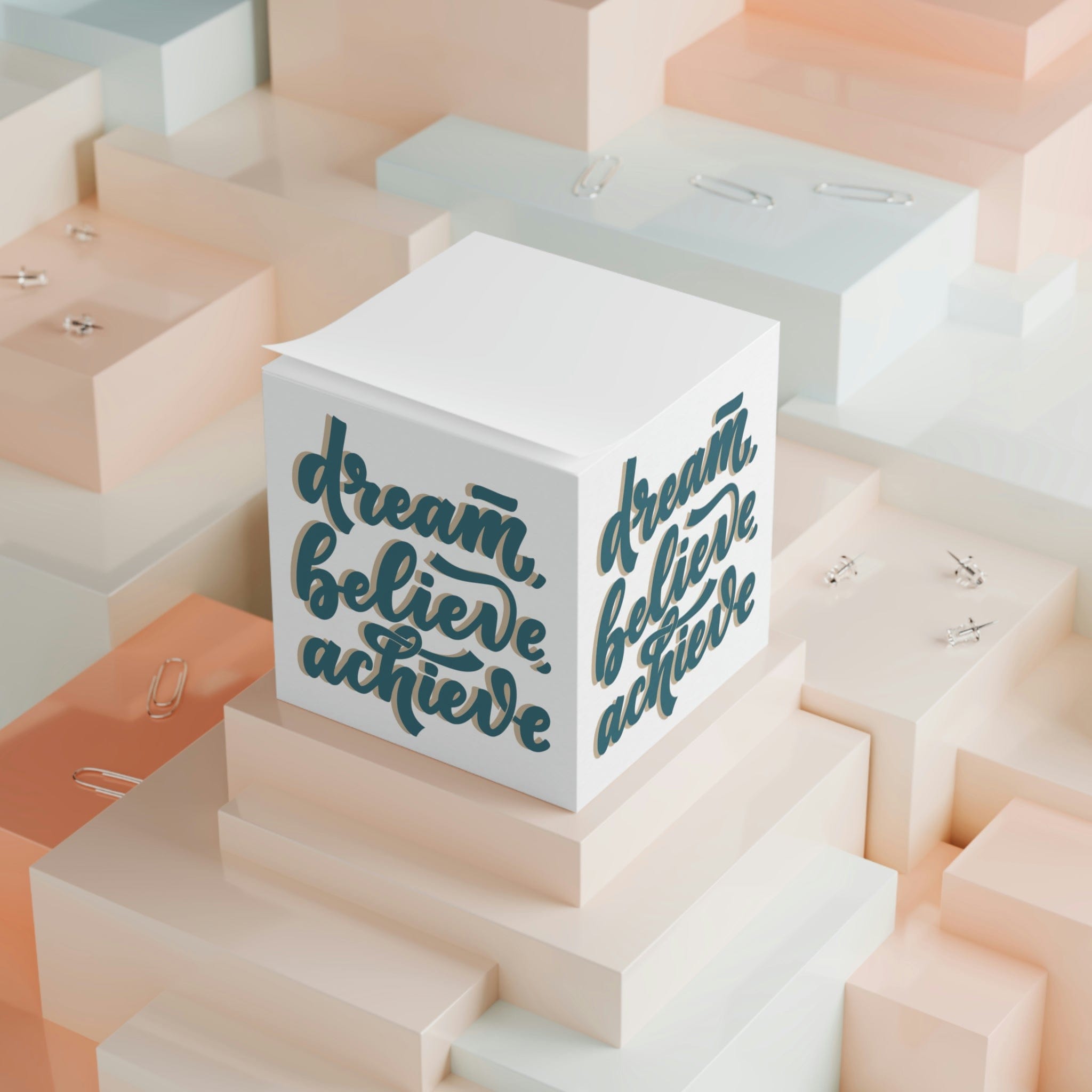 Printify Paper products White / One size Dream, Believe, Achieve - Note Cube