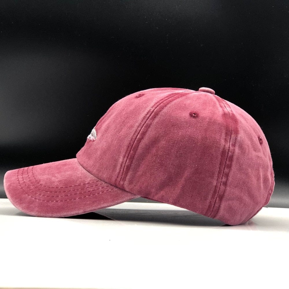 Spruced Roost Embroidered Shark Chambray Baseball Cap - Adjustable - 3 Colors