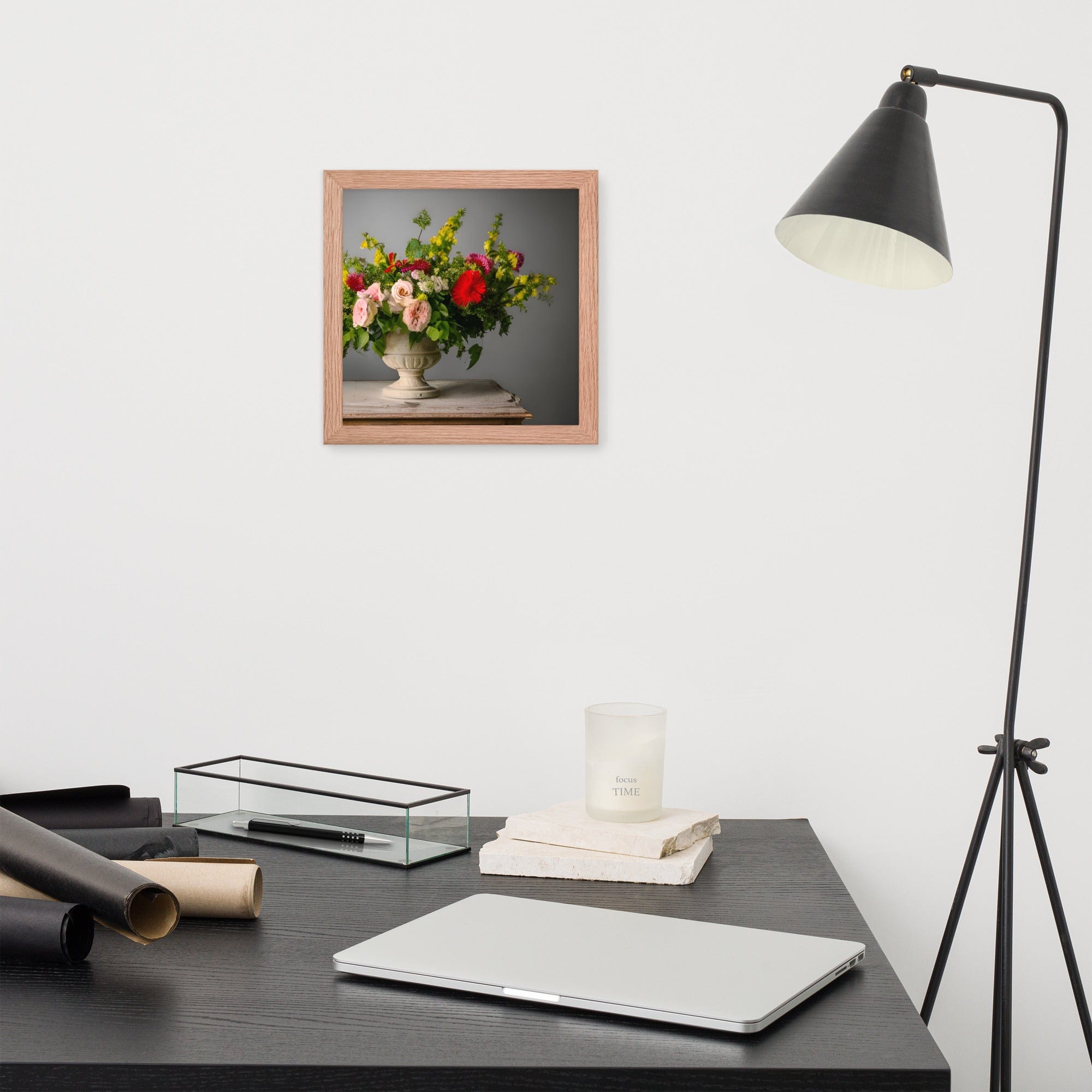 Spruced Roost Red Oak / 10″×10″ Floral Bouquet Framed poster