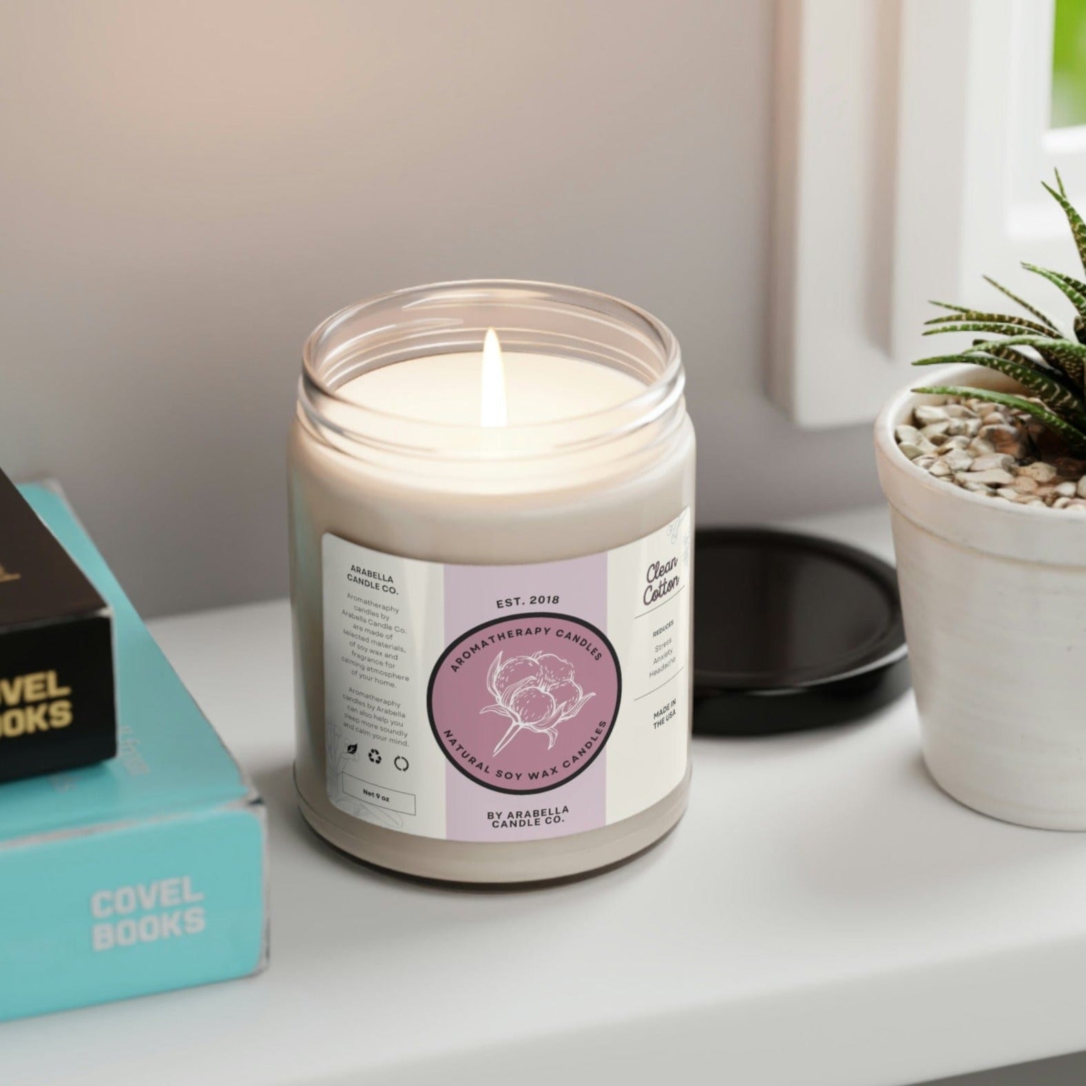 Printify Home Decor Clean Cotton / 9oz Clean Cotton Scented Soy Candle, 9oz