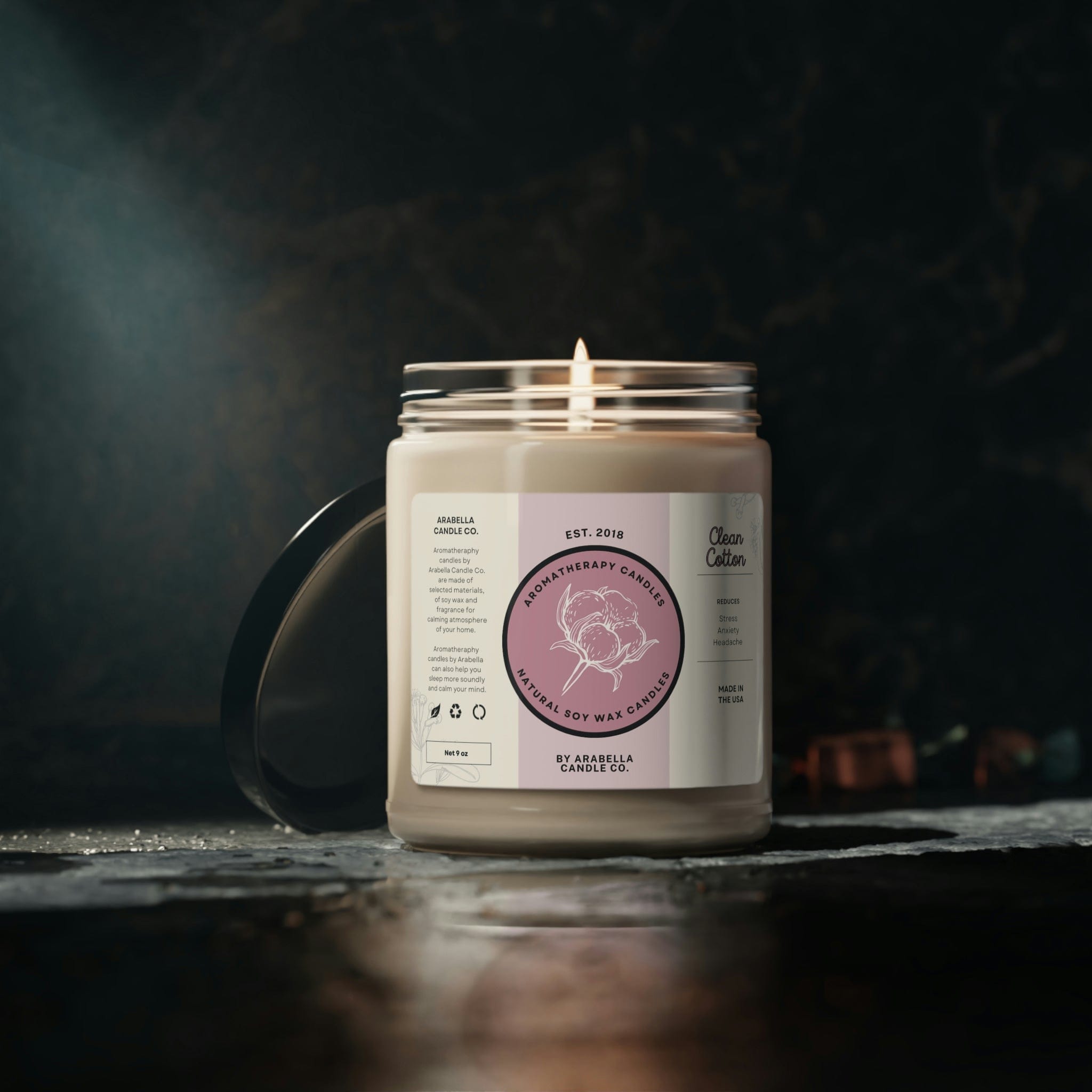 Printify Home Decor Clean Cotton / 9oz Clean Cotton Scented Soy Candle, 9oz