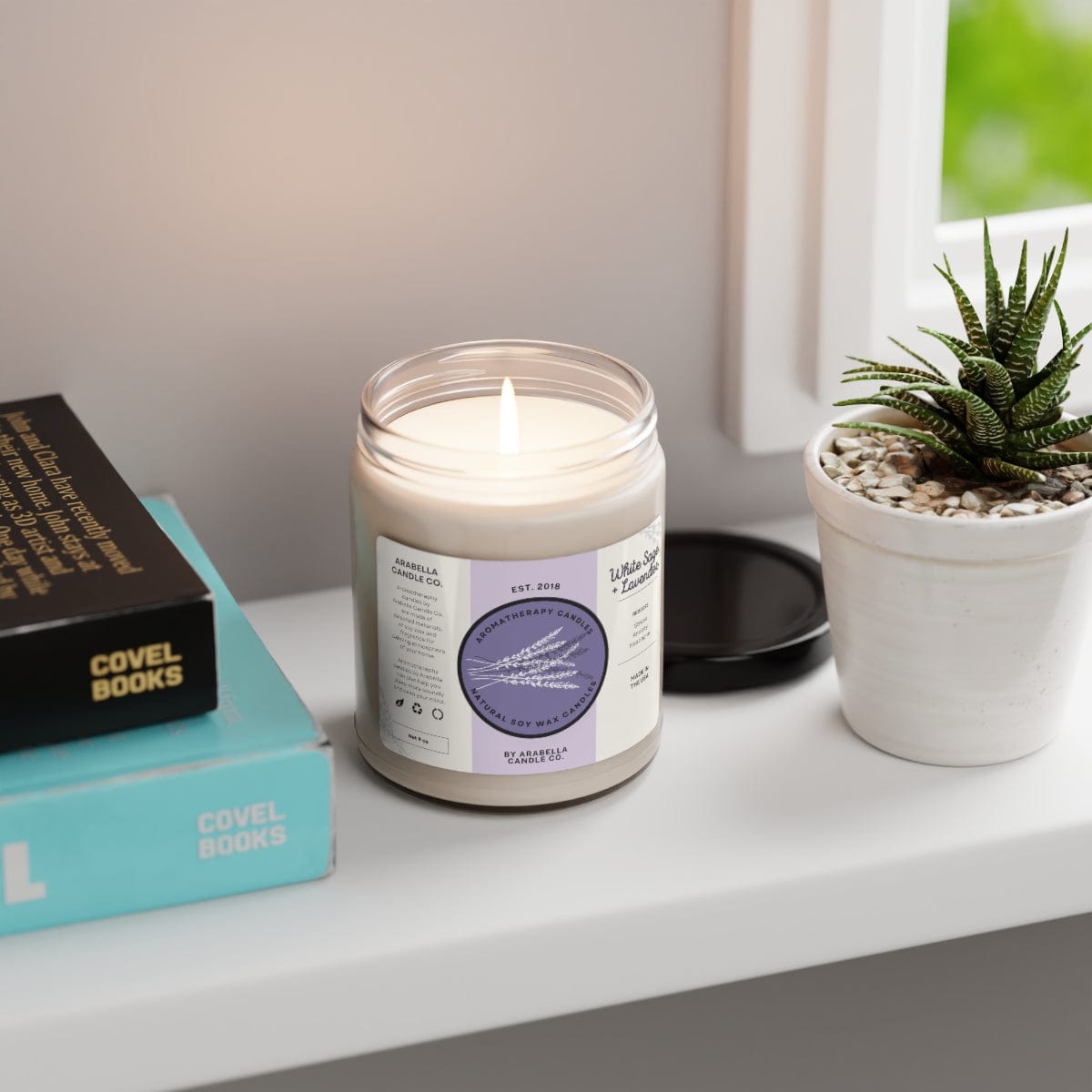 Printify Home Decor White Sage + Lavender / 9oz Scented Soy Candle, 9oz - White Saige + Lavender