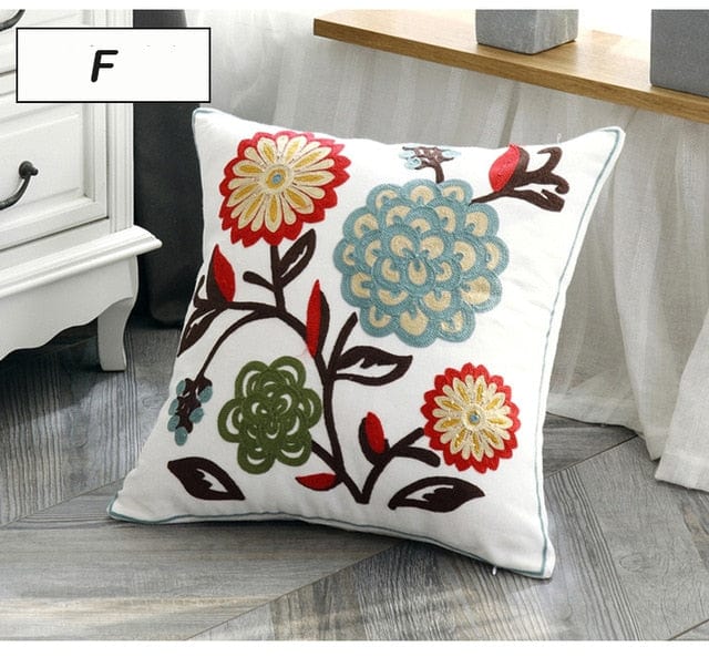 Spruced Roost Home & Garden F Embroidered Ethnic Canvas Pillow Cover - Styles - 45 cm x 45 cm