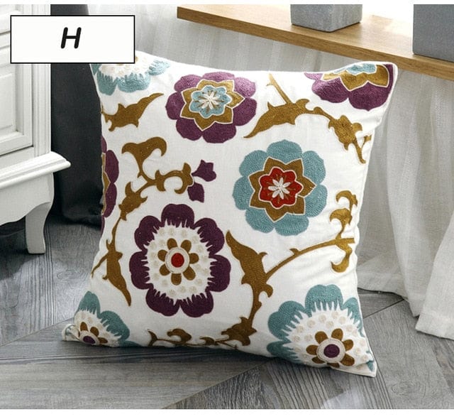 Spruced Roost Home & Garden H Embroidered Ethnic Canvas Pillow Cover - Styles - 45 cm x 45 cm