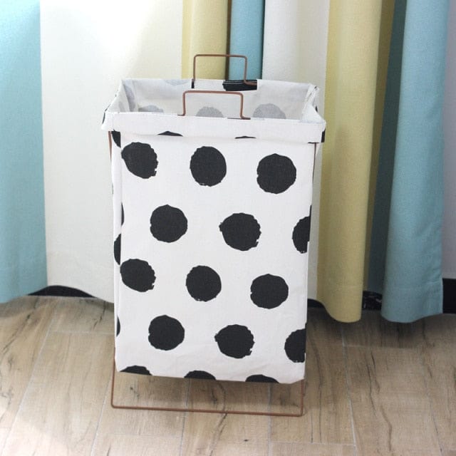 Spruced Roost Home & Garden Big black spot / 43X30X23CM Geometric Fabric Laundry Basket Hamper - 7 Styles