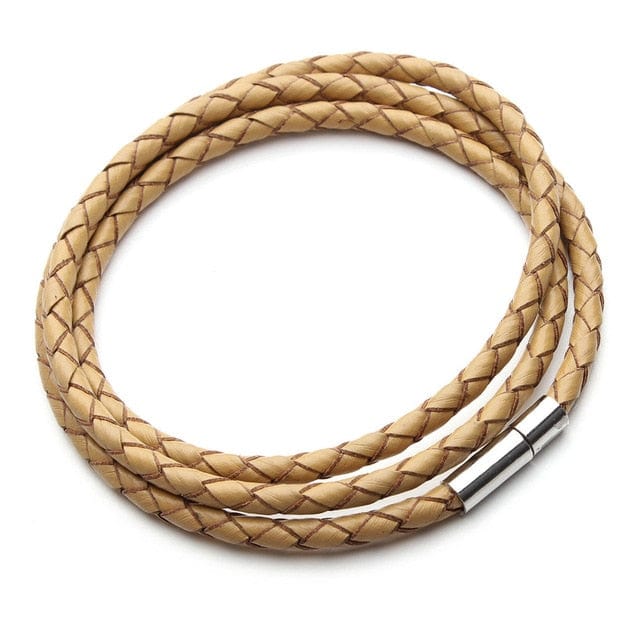 Spruced Roost Jewelry yellow Braided Leather Magnetic Clasp Bracelet