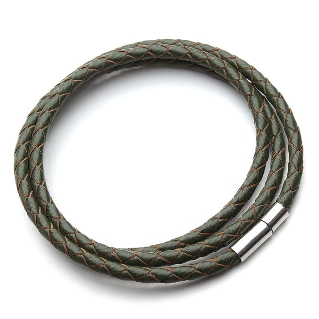 Spruced Roost Jewelry Green Braided Leather Magnetic Clasp Bracelet