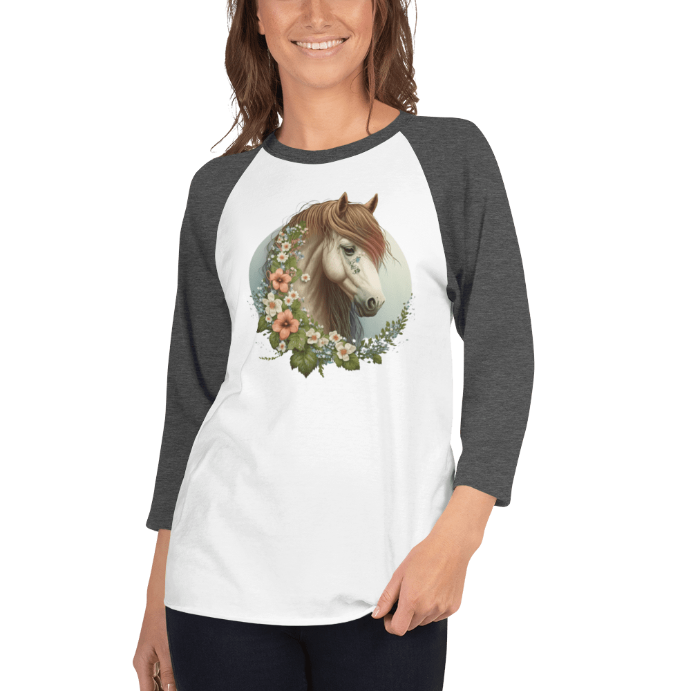 Spruced Roost White/Heather Charcoal / XS Lady Luck 3/4 sleeve raglan shirt - XS-3XL- 5 Colors