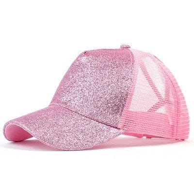 Spruced Roost dark pink Sequins / Adjustable Ponytail Baseball Caps - CC Brand - 29 Colors / 3 Styles