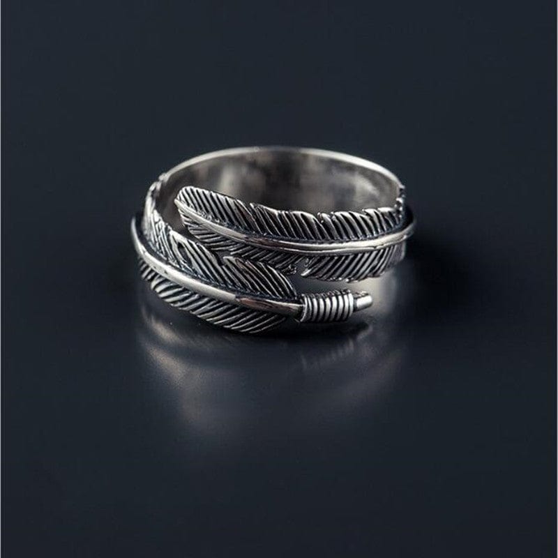 Spruced Roost Ring 925 Sterling Silver Feathers Arrow Ring Adjustable size